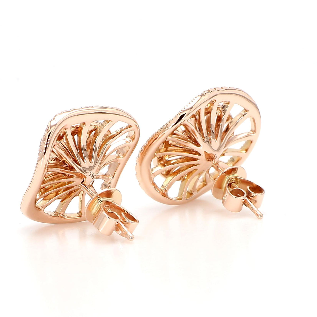 Natural White Round Diamond 0.61 Carat TW Gold Earrings