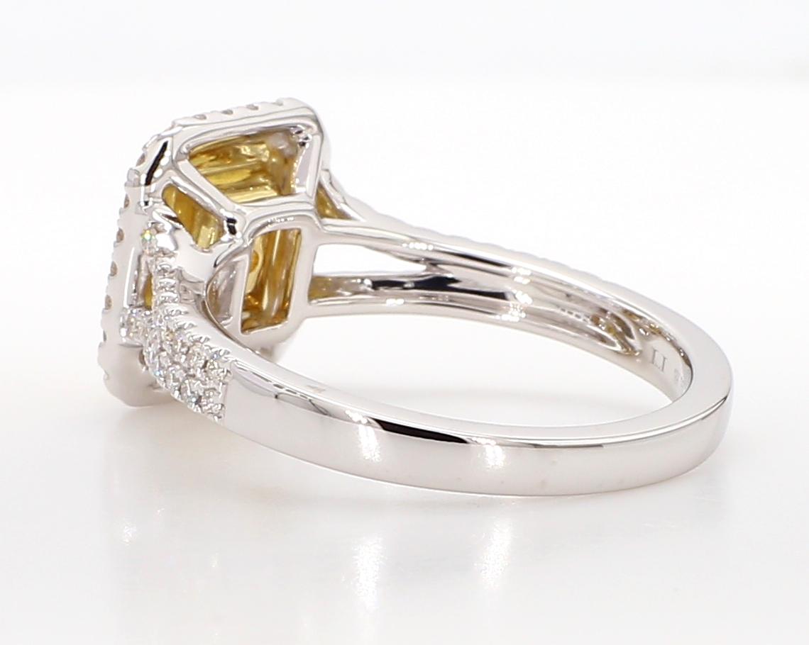 GIA Certified Natural Yellow Radiant Diamond 1.14 Carat TW Gold Cocktail Ring