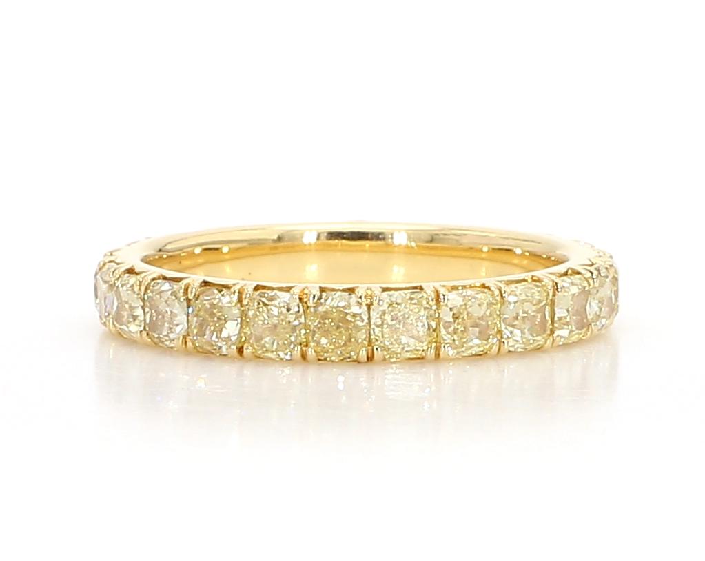 Natural Yellow Radiant Diamond 2.84 Carat TW Yellow Gold Eternity Band