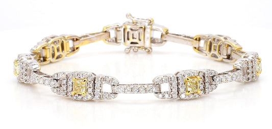 Natural Yellow Cushion Diamond 4.30 Carat TW Gold Tennis Bracelet