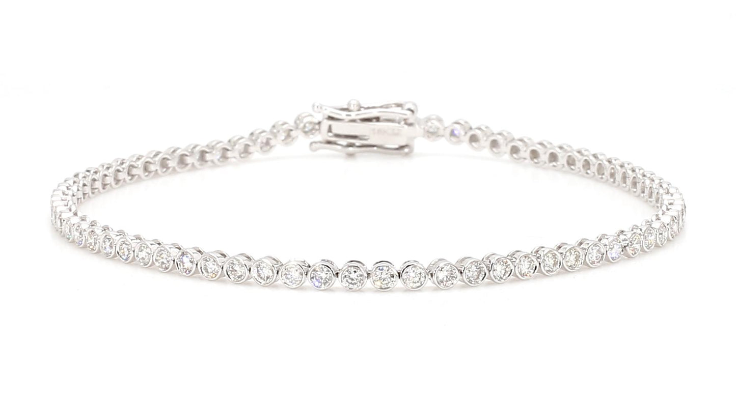 Natural White Round Diamond 1.95 Carat TW White Gold Tennis Bracelet