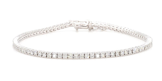 Natural White Round Diamond 2.47 Carat TW White Gold Tennis Bracelet