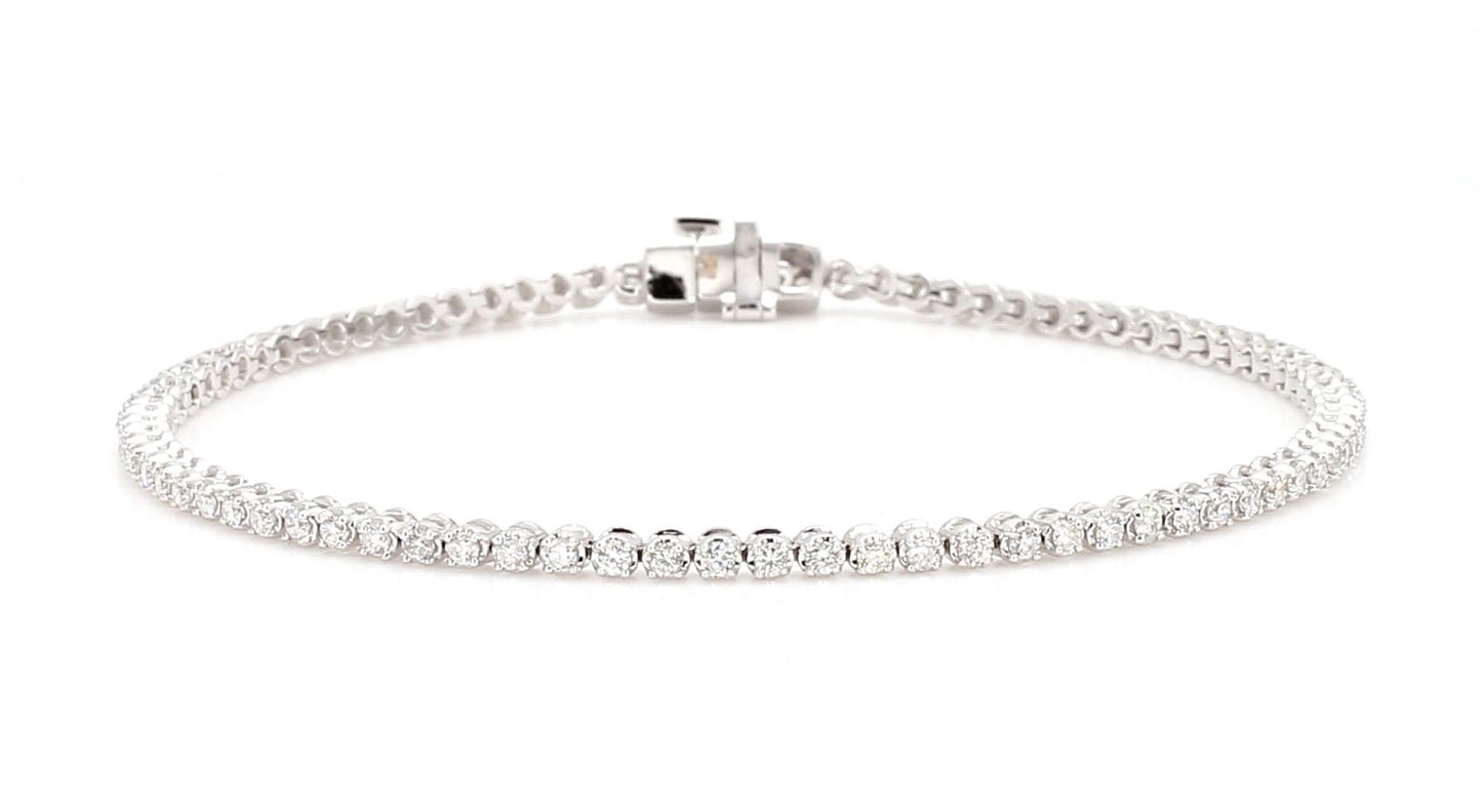 Natural White Round Diamond 1.04 Carat TW White Gold Tennis Bracelet