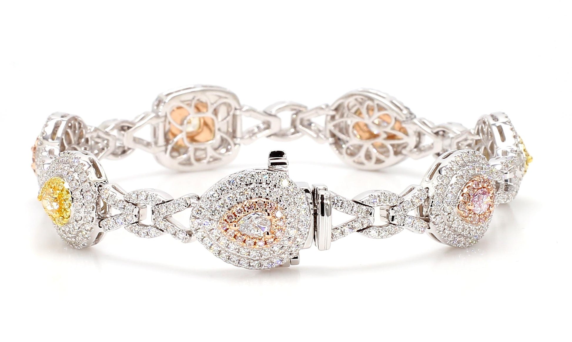 GIA Certified Natural Fancy Blue Diamond 4.30 Carat TW Gold Tennis Bracelet