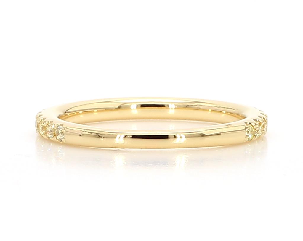 Natural Yellow Round Diamond 0.35 Carat TW Yellow Gold Wedding Band