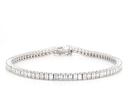 Natural White Emerald Diamond 6.59 Carat TW White Gold Tennis Bracelet
