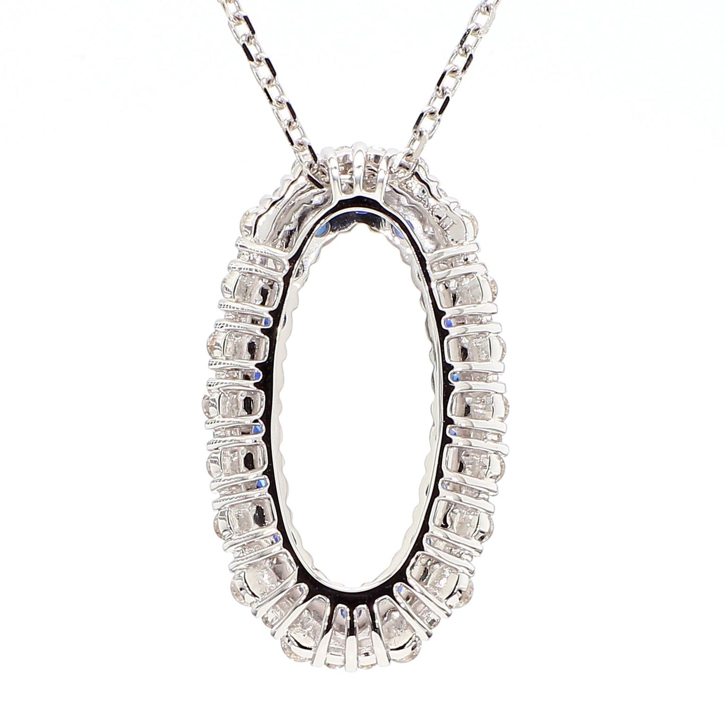 Natural Blue Round Sapphire and White Diamond 1.65 Carat TW Gold Drop Pendant