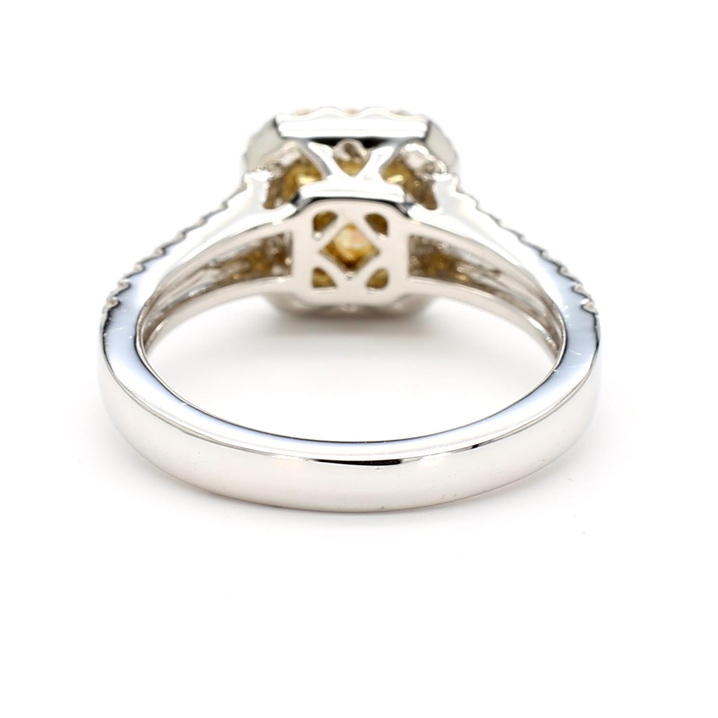 GIA Certified Natural Yellow Radiant Diamond 1.57 Carat TW Gold Cocktail Ring