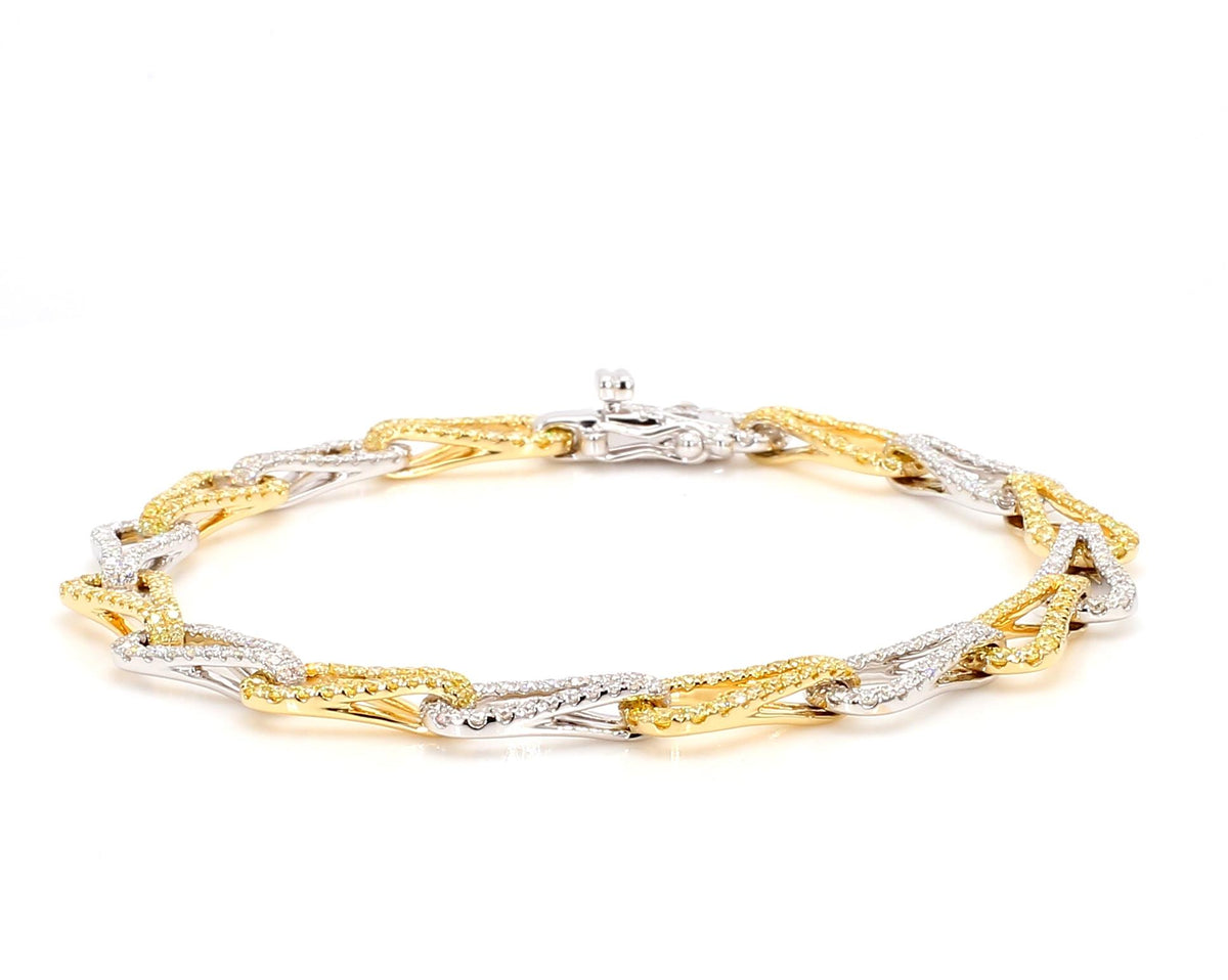 Natural Yellow Round Diamond 3.09 Carat TW Gold Bracelet