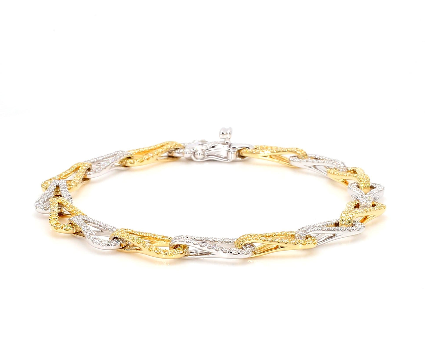 Natural Yellow Round Diamond 3.09 Carat TW Gold Bracelet