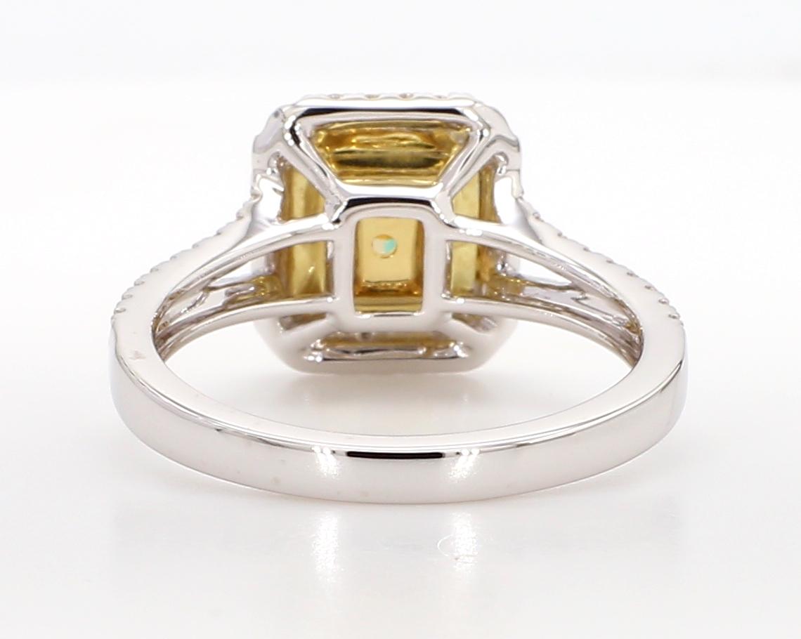 GIA Certified Natural Yellow Radiant Diamond 1.14 Carat TW Gold Cocktail Ring