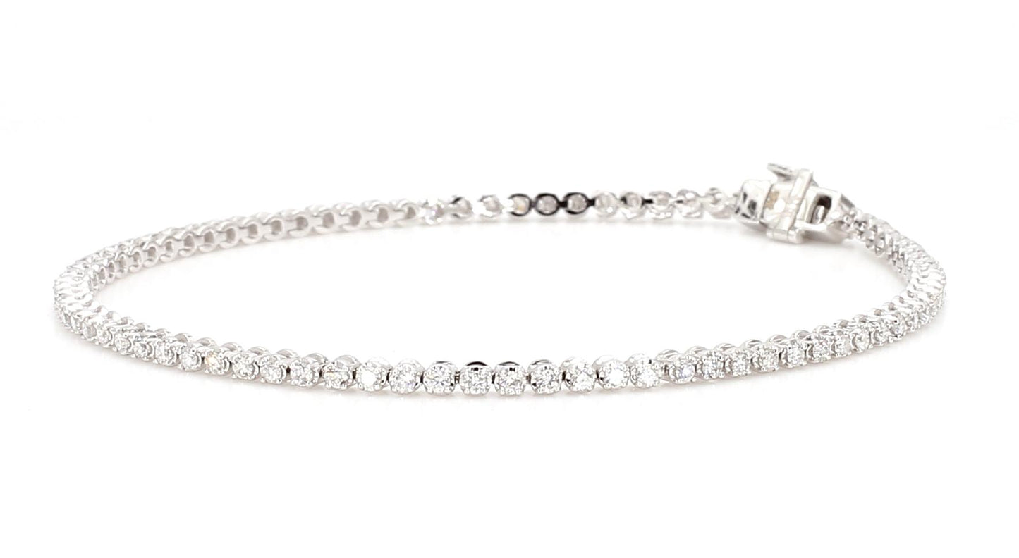 Natural White Round Diamond 1.04 Carat TW White Gold Tennis Bracelet