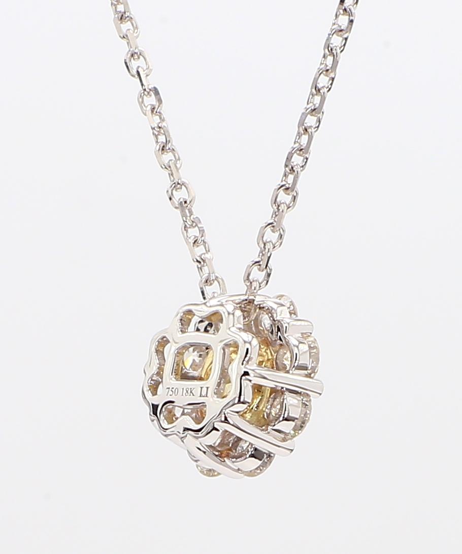 Natural Yellow Cushion and White Diamond 1.07 Carat TW Gold Drop Pendant