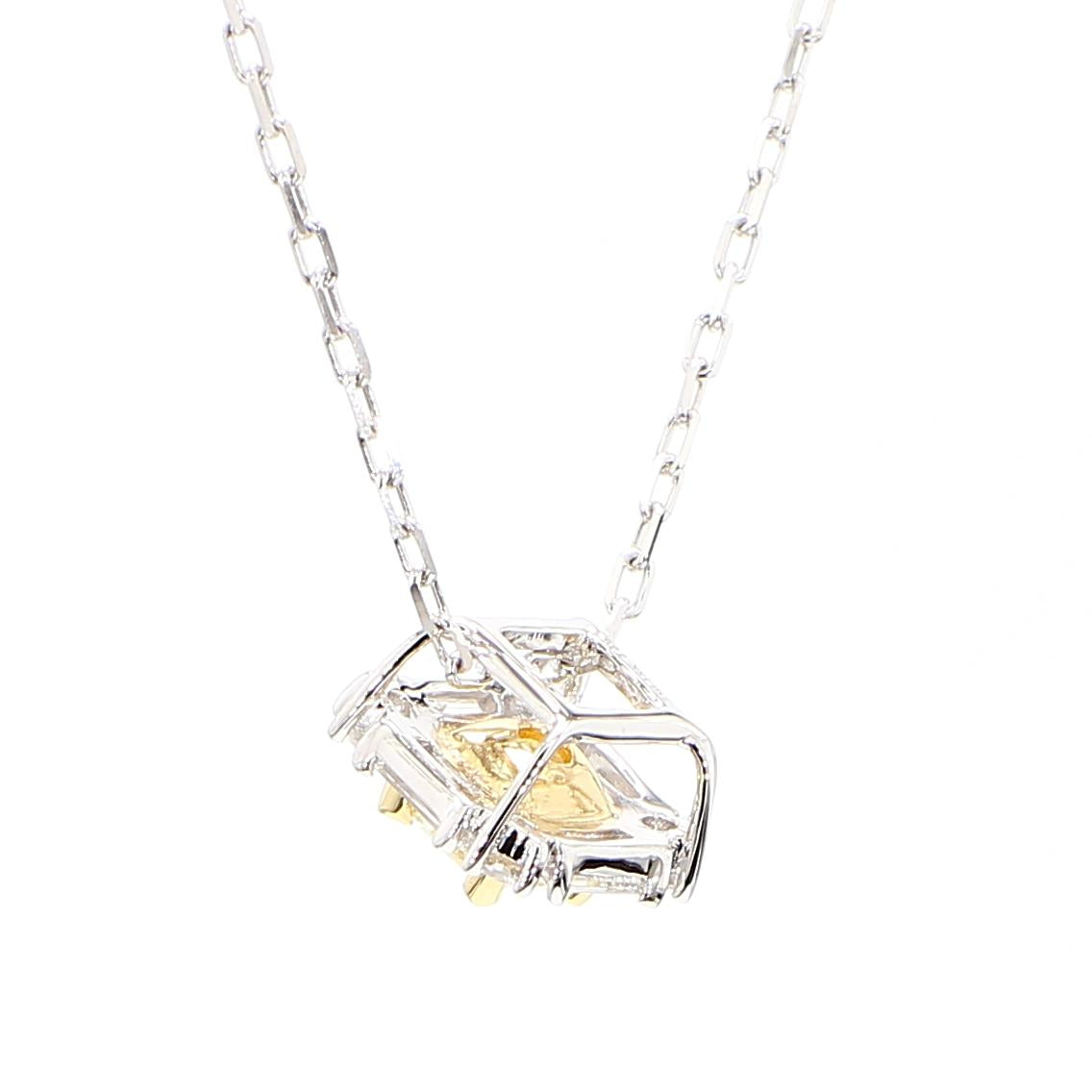 Natural Yellow Cushion and White Diamond .97 Carat TW Gold Drop Pendant
