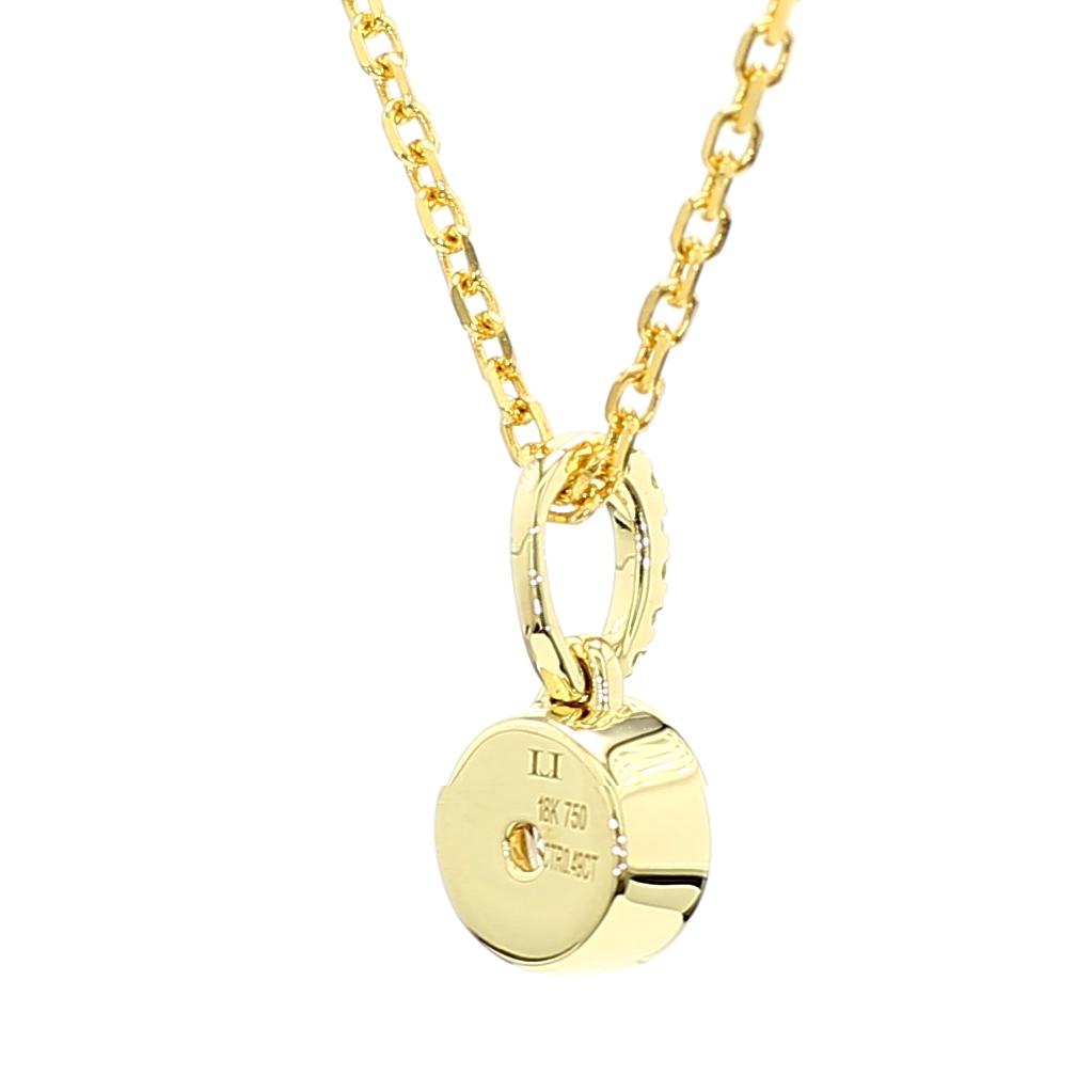 GIA Certified Natural Yellow Round Diamond .52 Carat TW Yellow Gold Drop Pendant