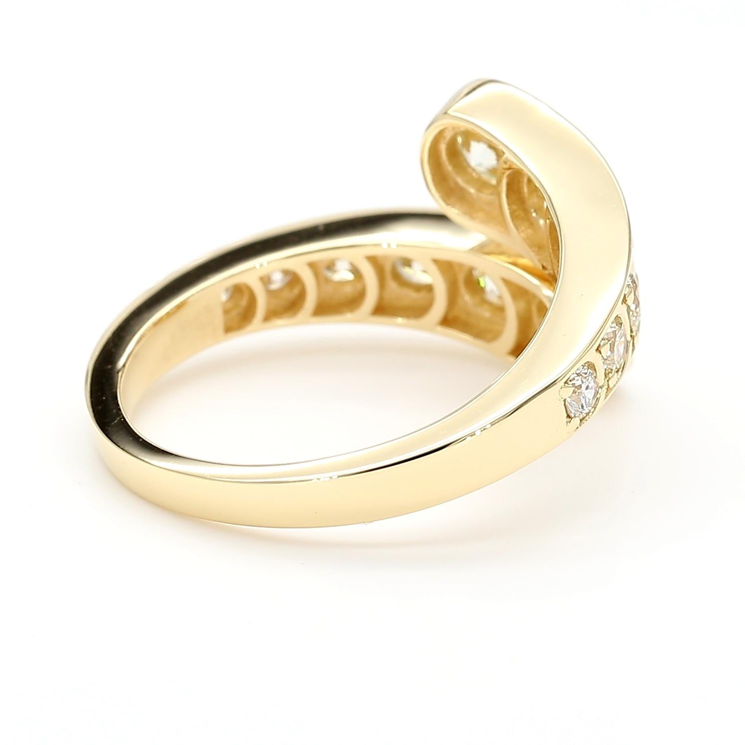 Natural White Round Diamond 1.47 Carat TW Yellow Gold Cocktail Band