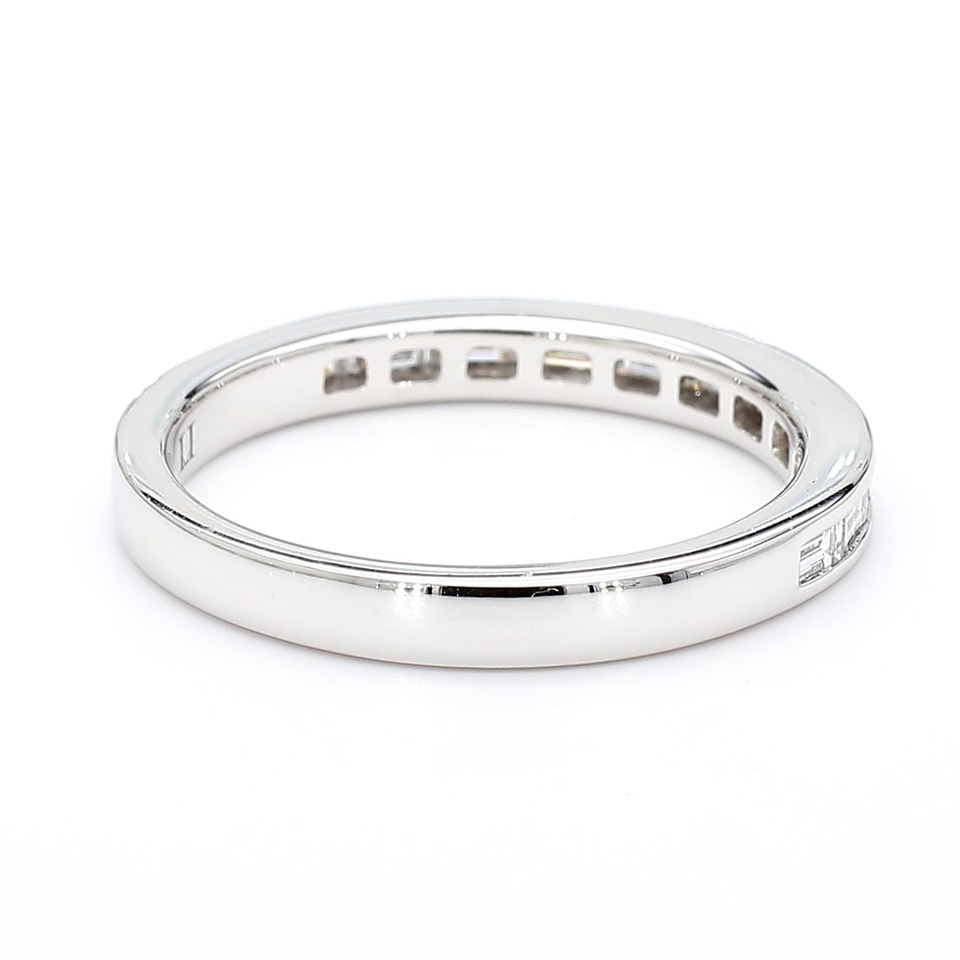 Natural White Baguette Diamond .40 Carat TW White Gold Wedding Band