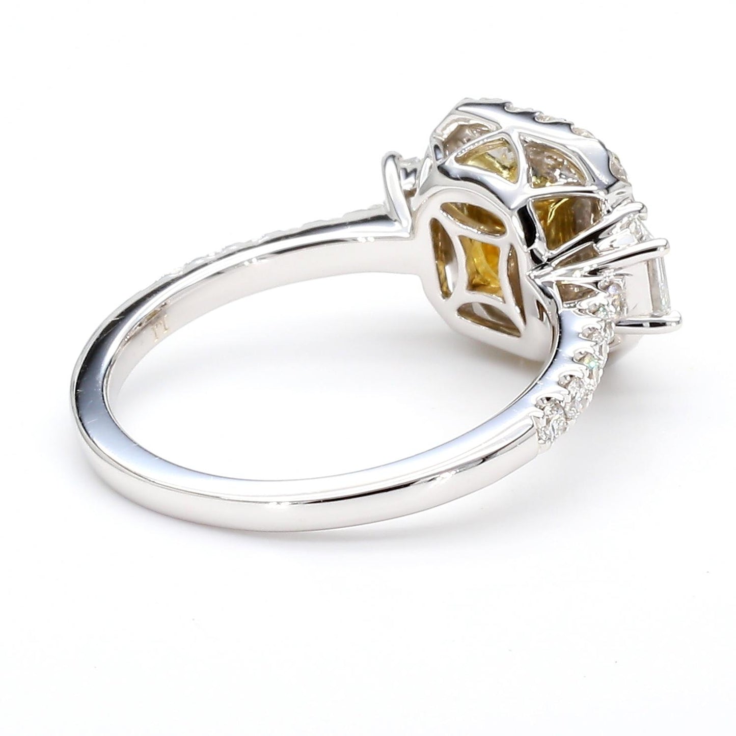 GIA Certified Natural Yellow Cushion Diamond 2.13 Carat TW Gold Cocktail Ring