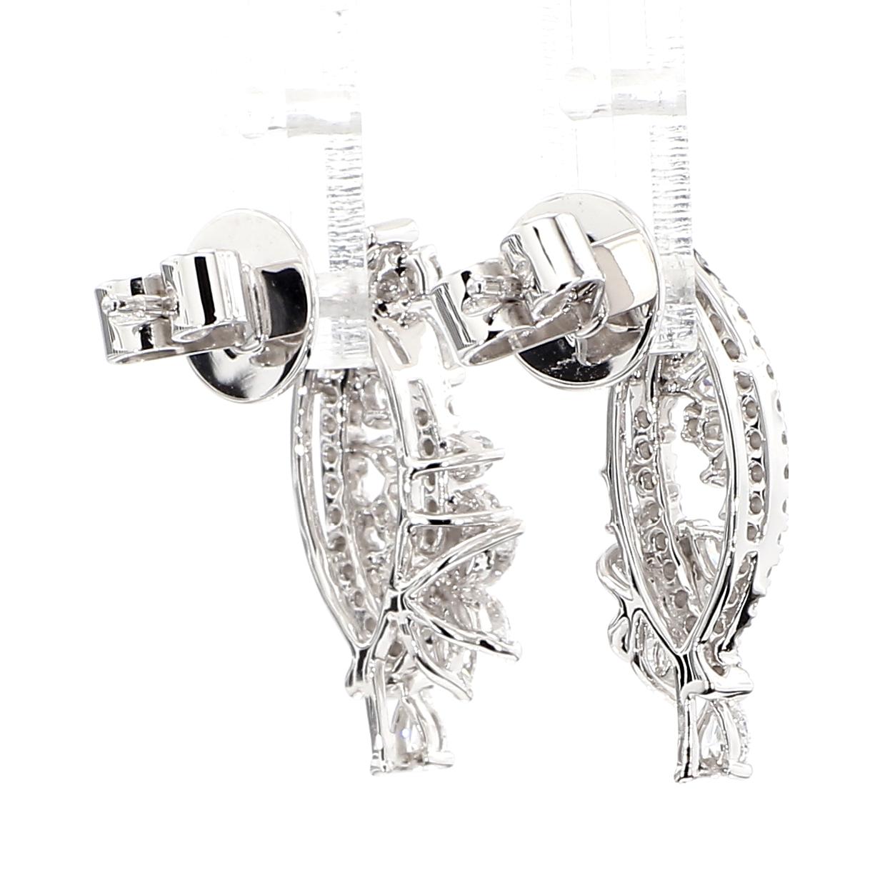 Natural White Marquise Diamond 0.99 Carat TW White Gold Marquise Earrings