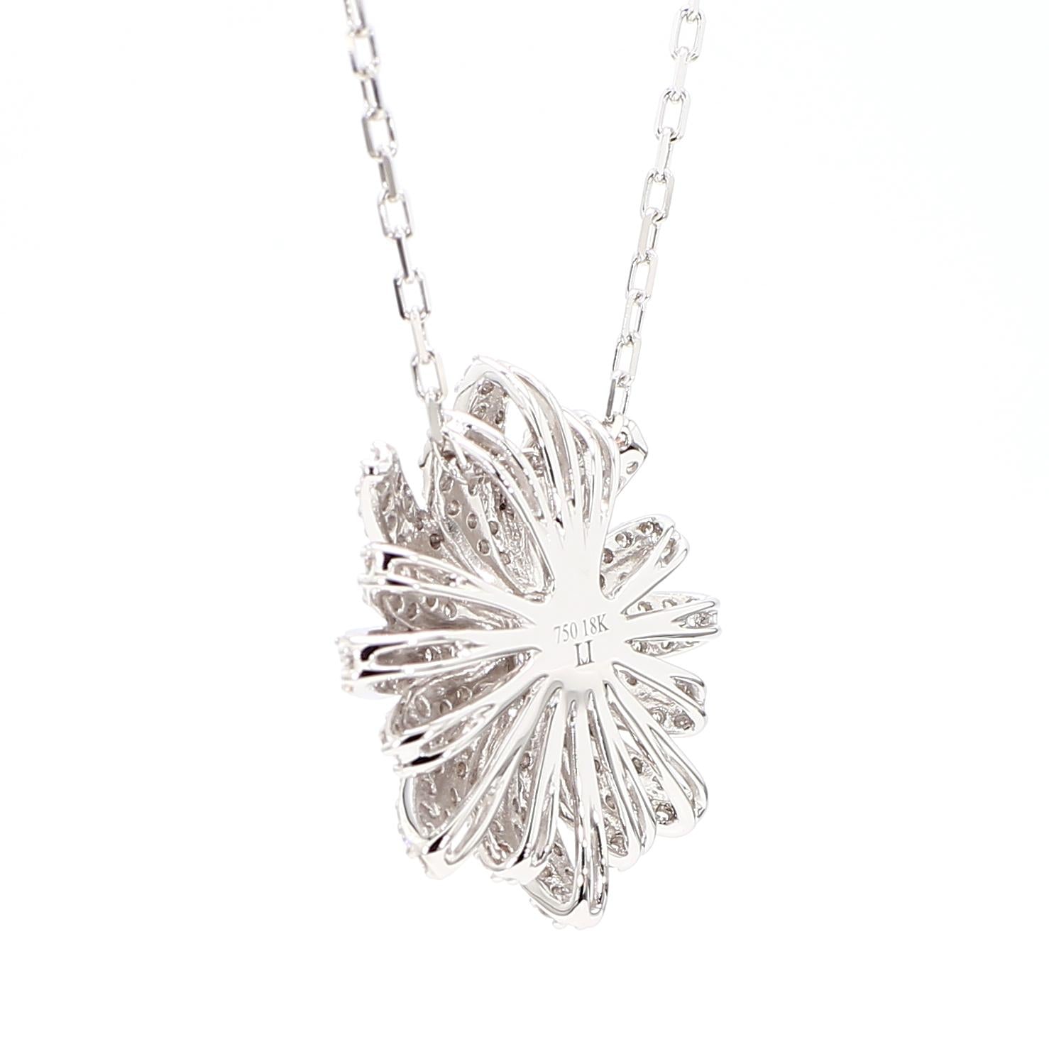 Natural White Round Diamond 0.78 Carat TW White Gold Drop Pendant