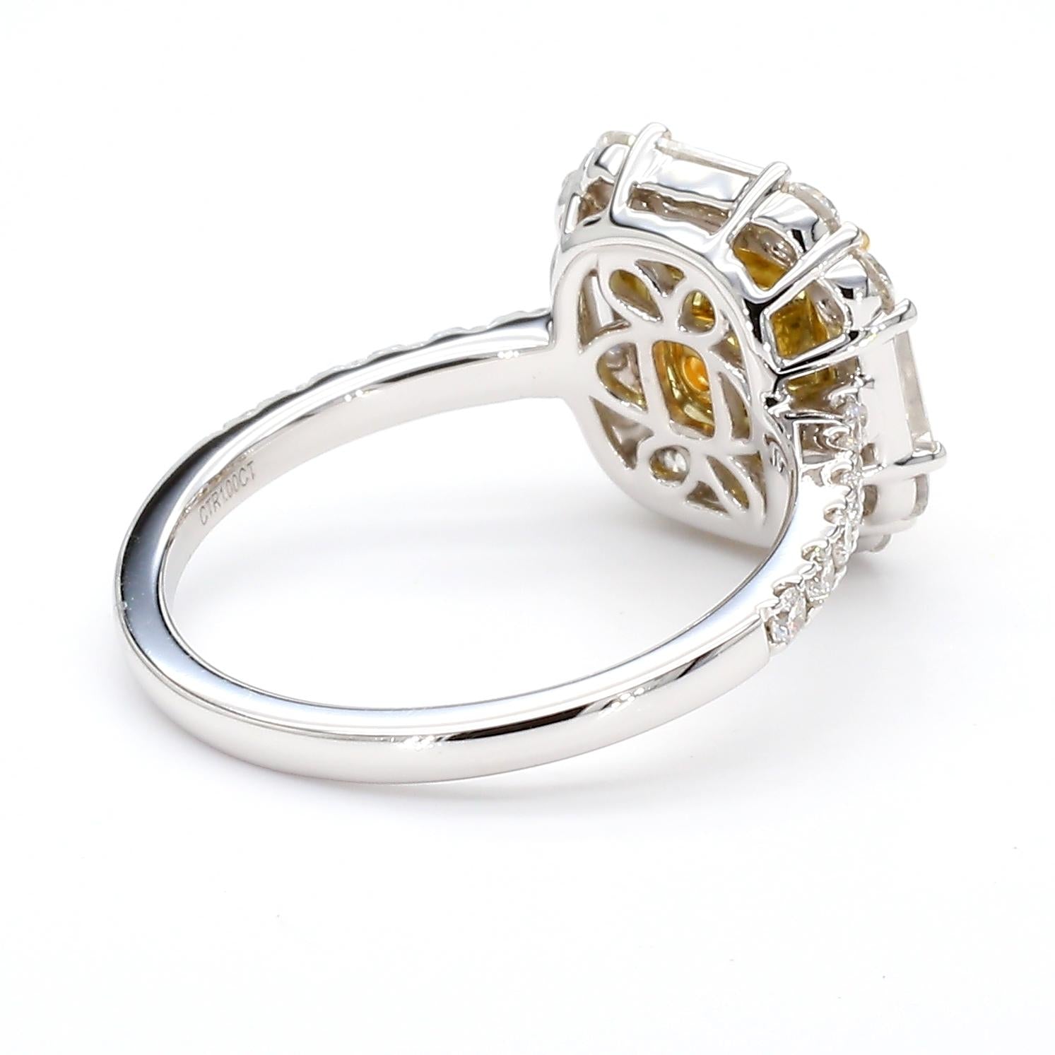 GIA Certified Natural Yellow Cushion Diamond 2.09 Carat TW Gold Cocktail Ring