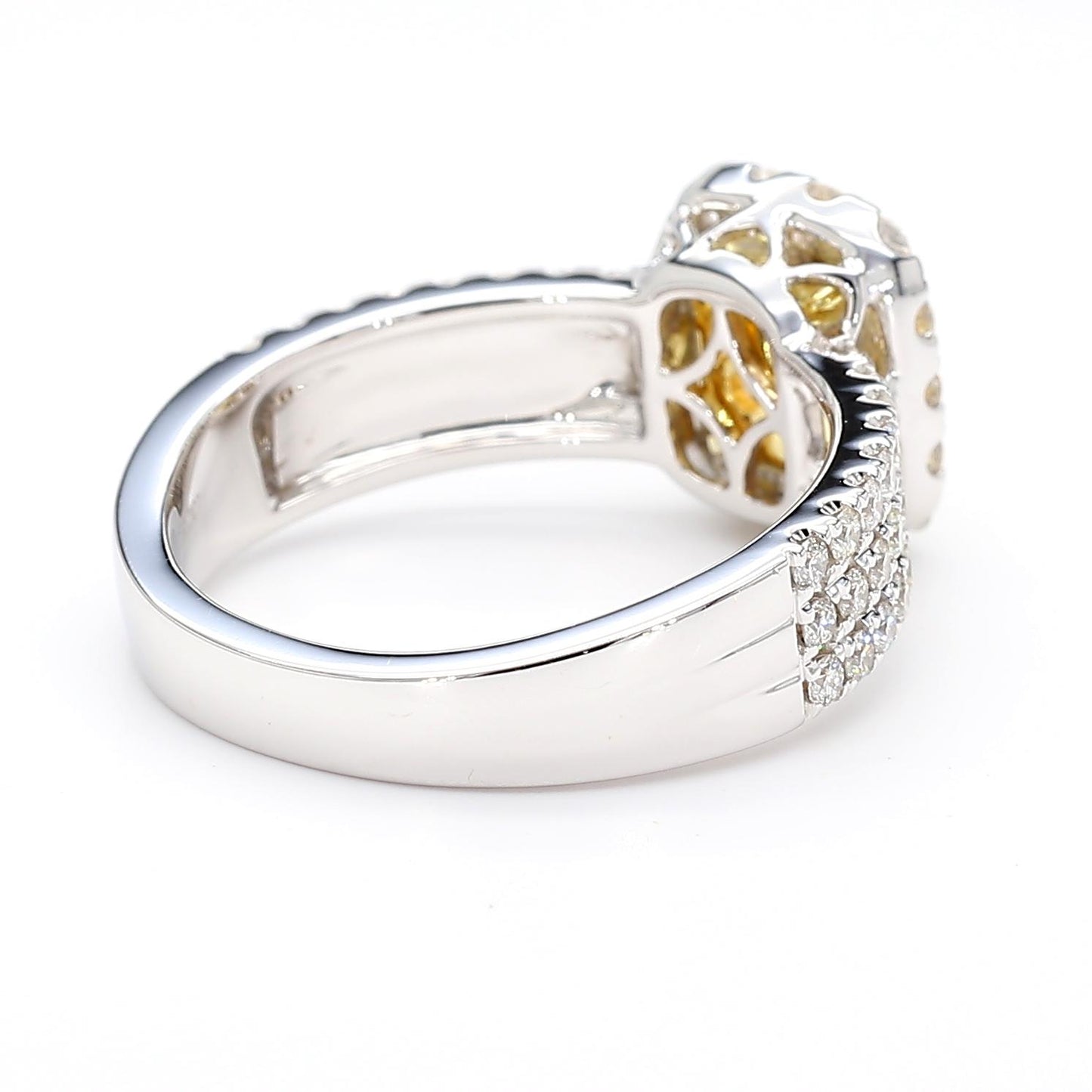 GIA Certified Natural Yellow Cushion Diamond 2.06 Carat TW Gold Cocktail Ring