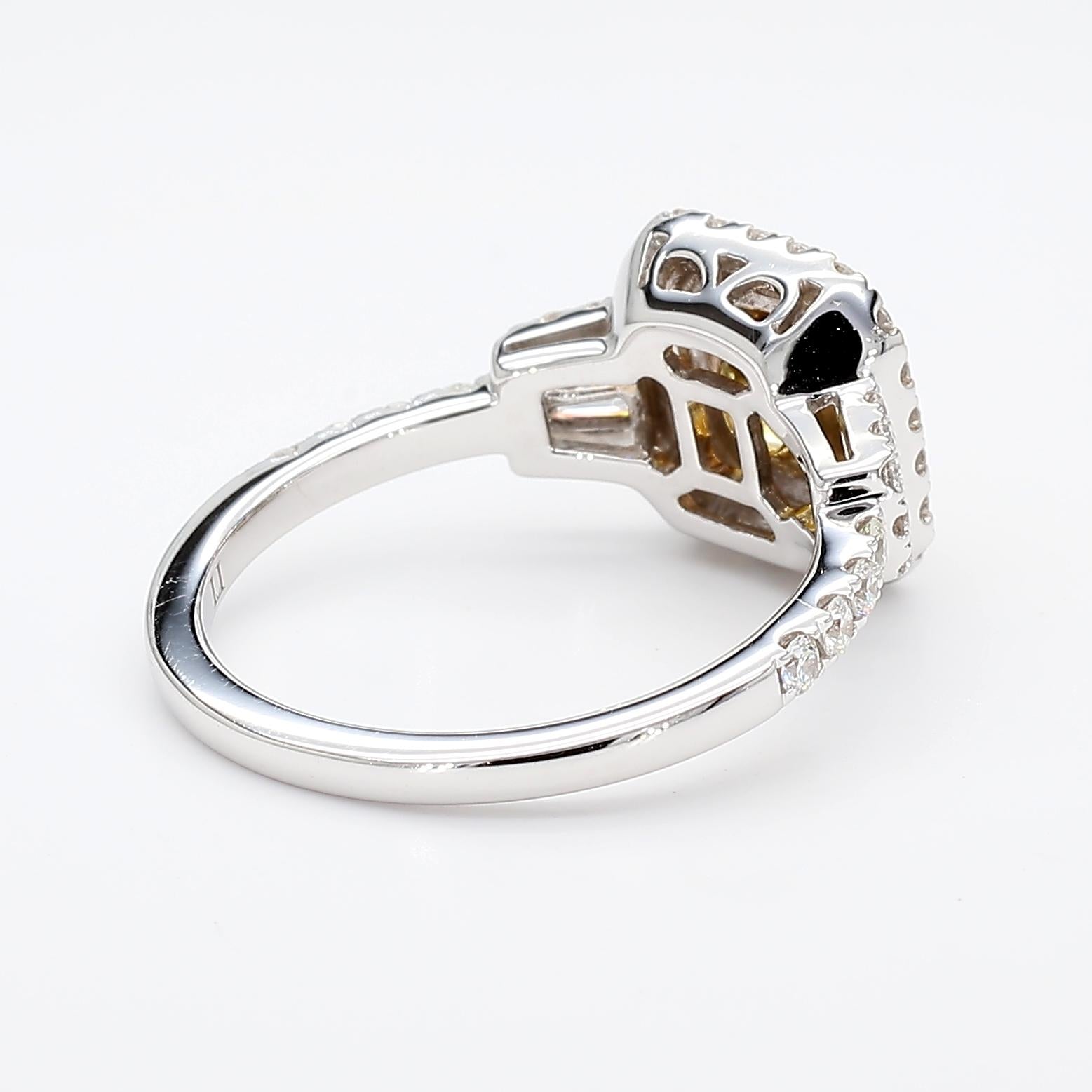 GIA Certified Fancy Yellow Radiant Diamond 1.21 Carat TW Gold Cocktail Ring