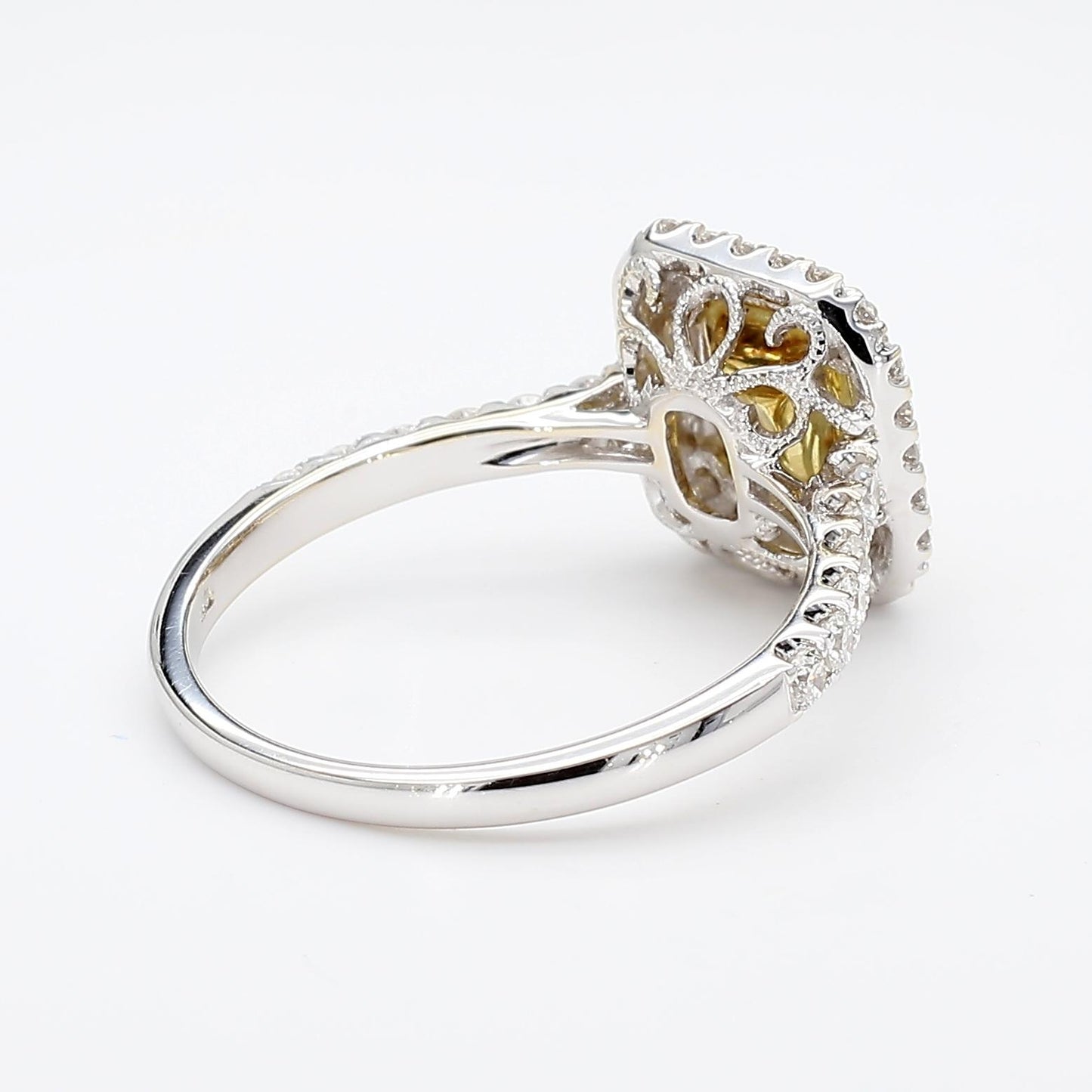 GIA Certified Natural Yellow Radiant Diamond 1.30 Carat TW Gold Cocktail Ring