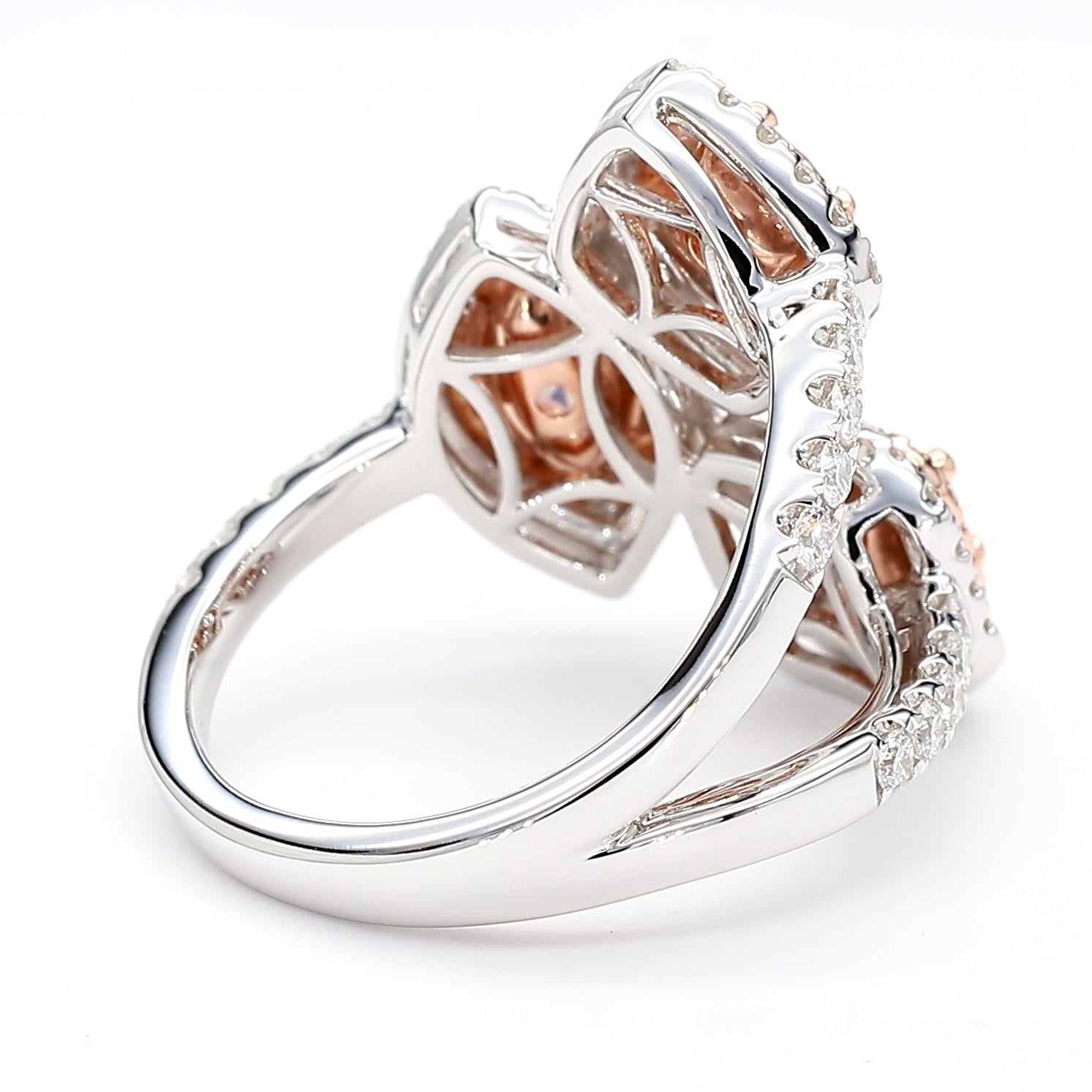 GIA Certified Fancy Pinkish Brown Diamond 1.66 Carat TW Gold Cocktail Ring