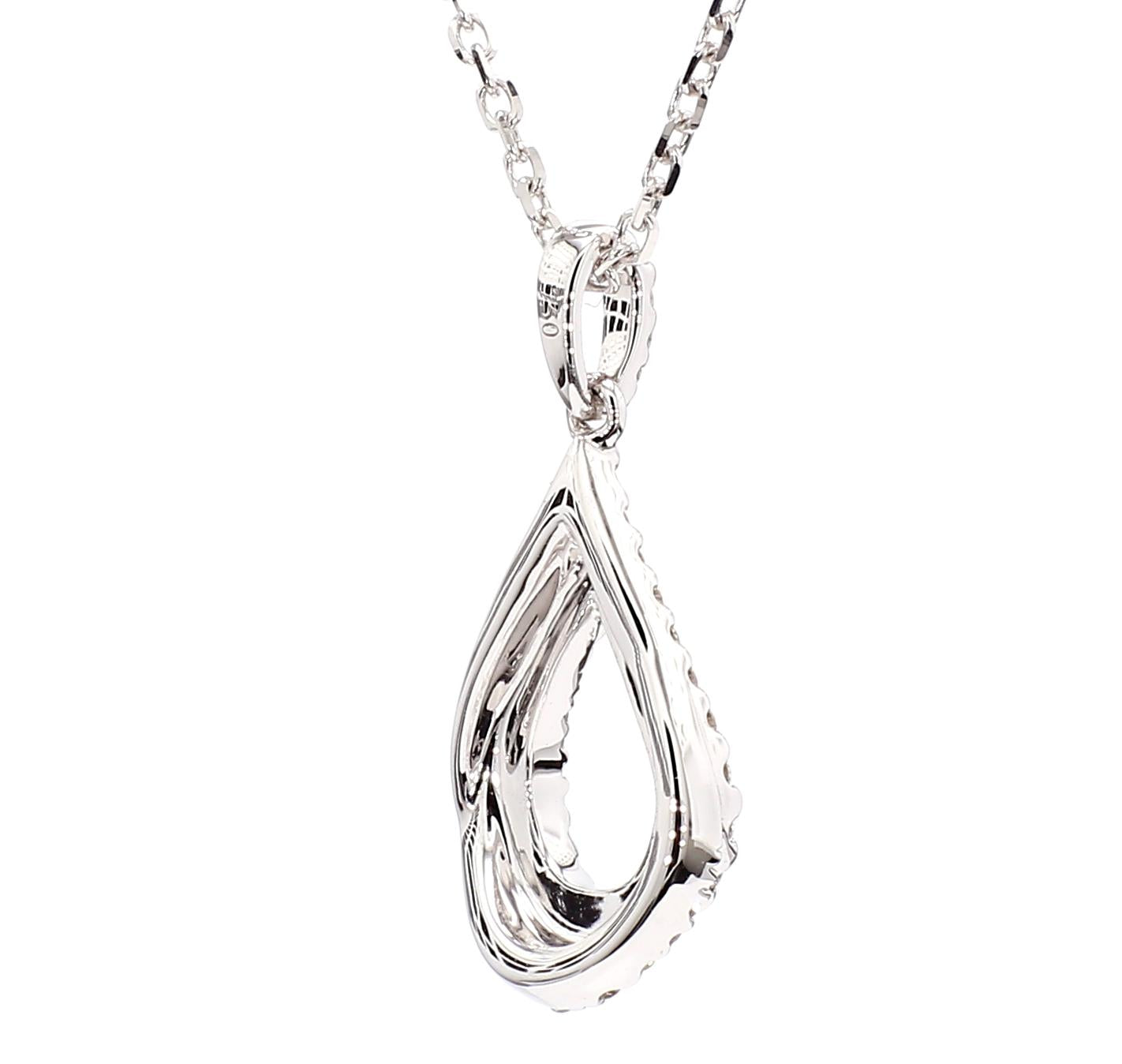 Natural White Round Diamond 0.34 Carat TW White Gold Drop Pendant