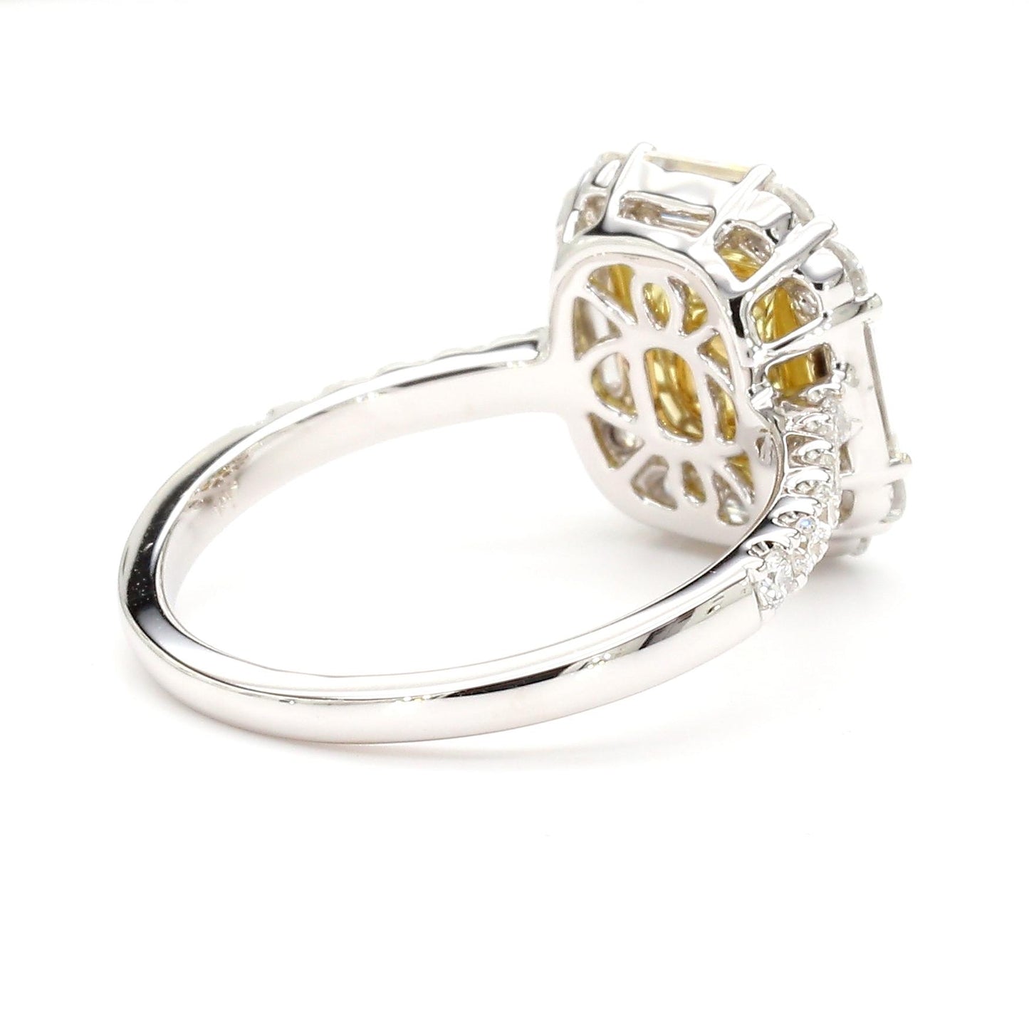 GIA Certified Fancy Yellow Cushion Diamond 1.81 Carat TW Gold Cocktail Ring