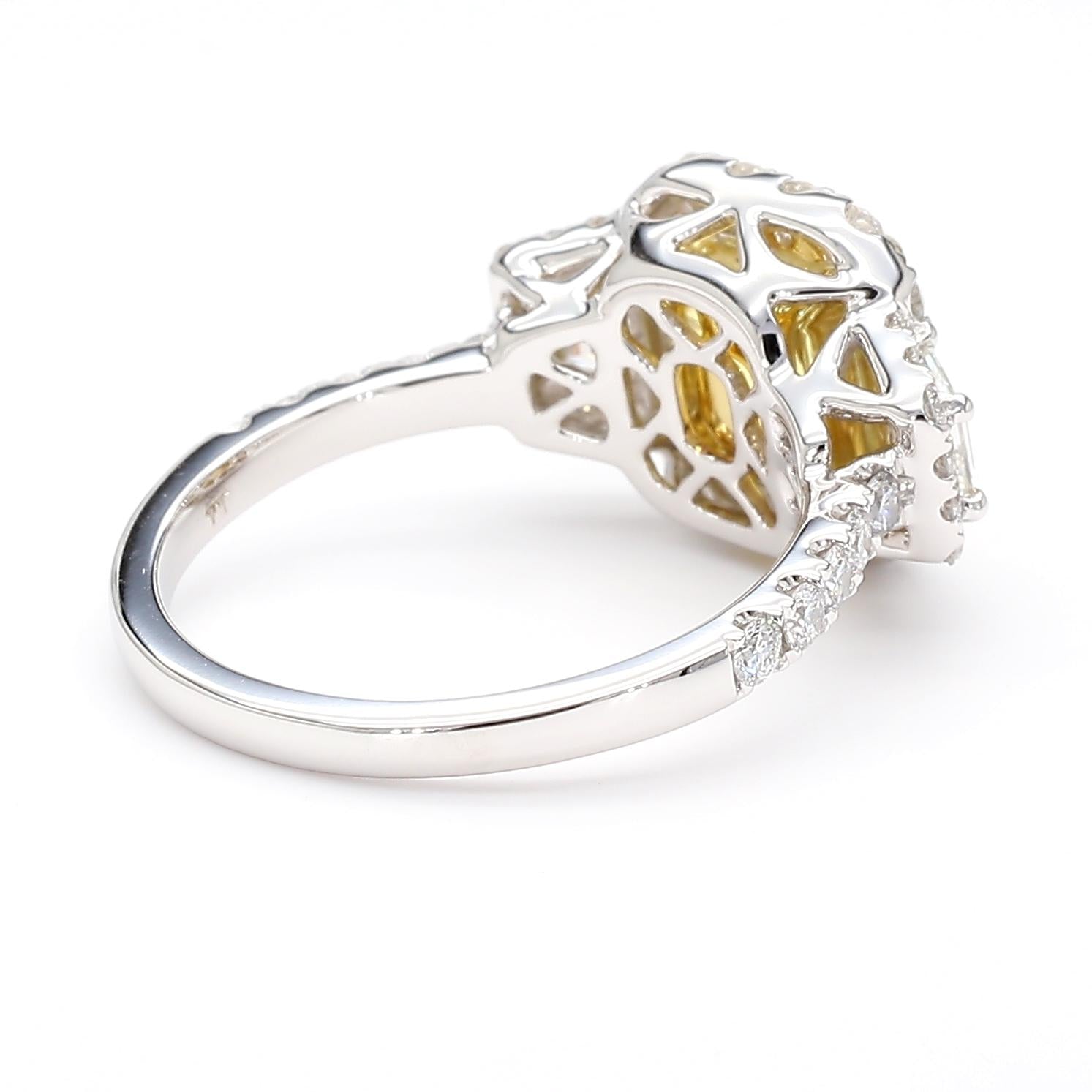 GIA Certified Natural Yellow Radiant Diamond 2.55 Carat TW Gold Cocktail Ring
