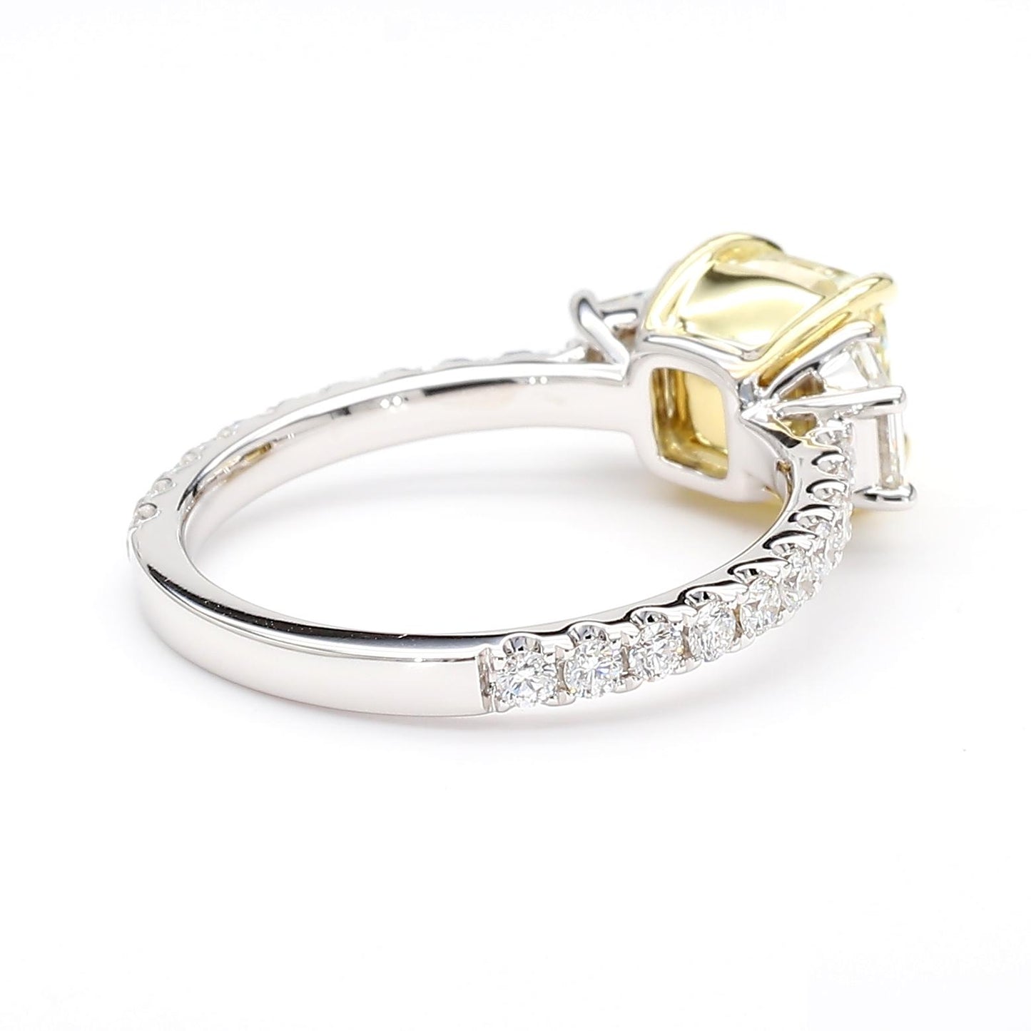 GIA Certified Natural Yellow Cushion Diamond 2.91 Carat TW Gold Cocktail Ring