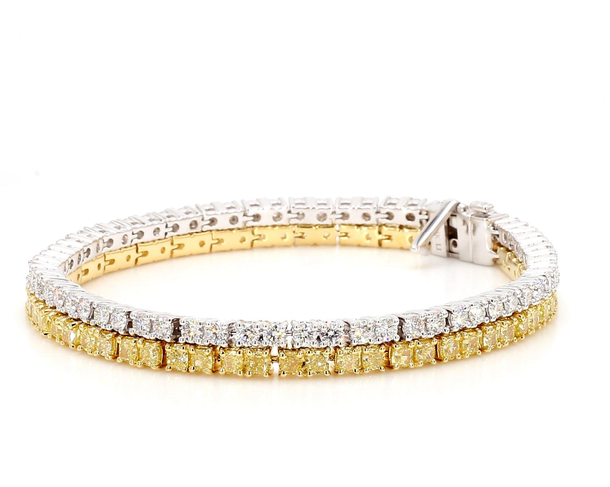 Natural Yellow Cushion Diamond 10.0 Carat TW Gold Tennis Bracelet