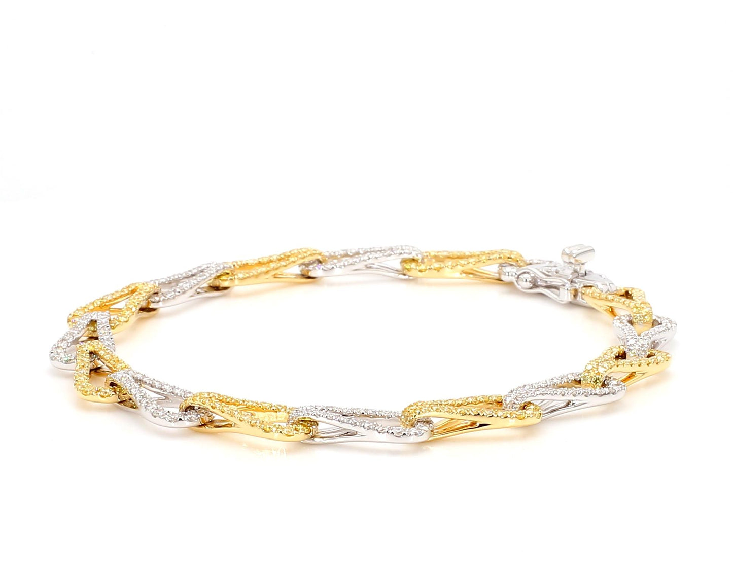 Natural Yellow Round Diamond 3.09 Carat TW Gold Bracelet