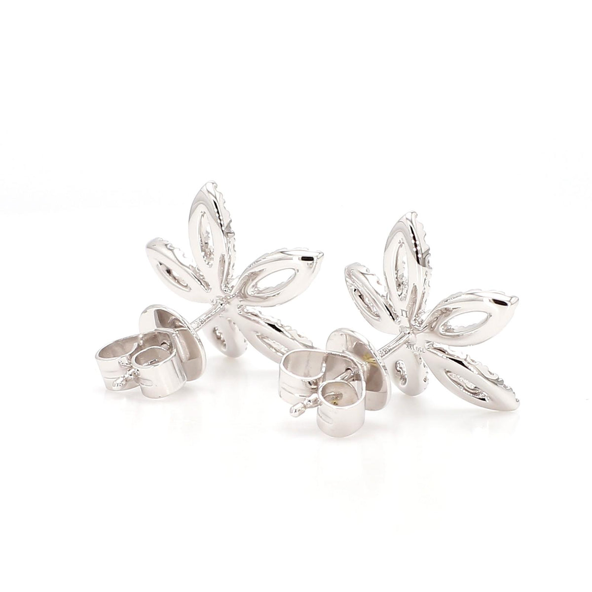 Natural White Round Diamond 0.56 Carat TW Gold Earrings