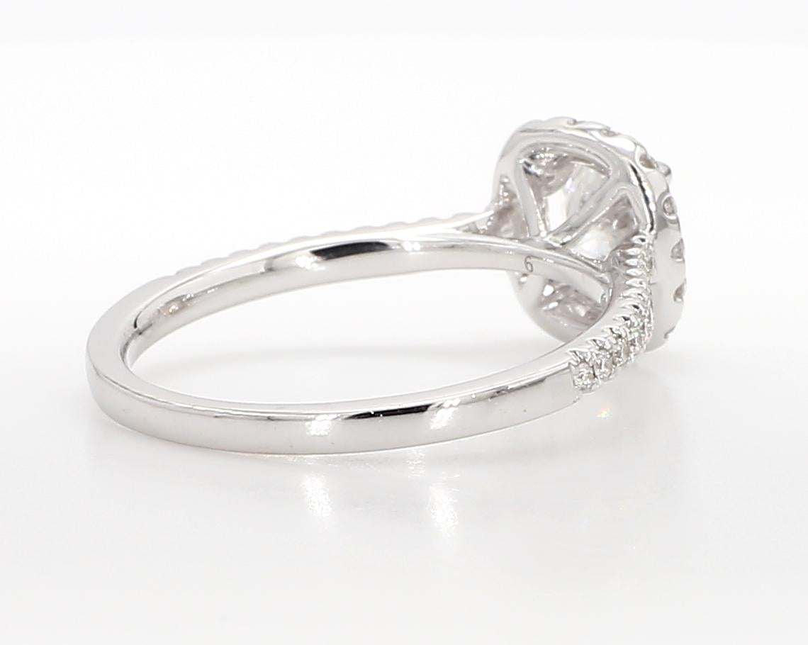 Natural White Round Diamond 1.00 Carat TW White Gold Cocktail Ring