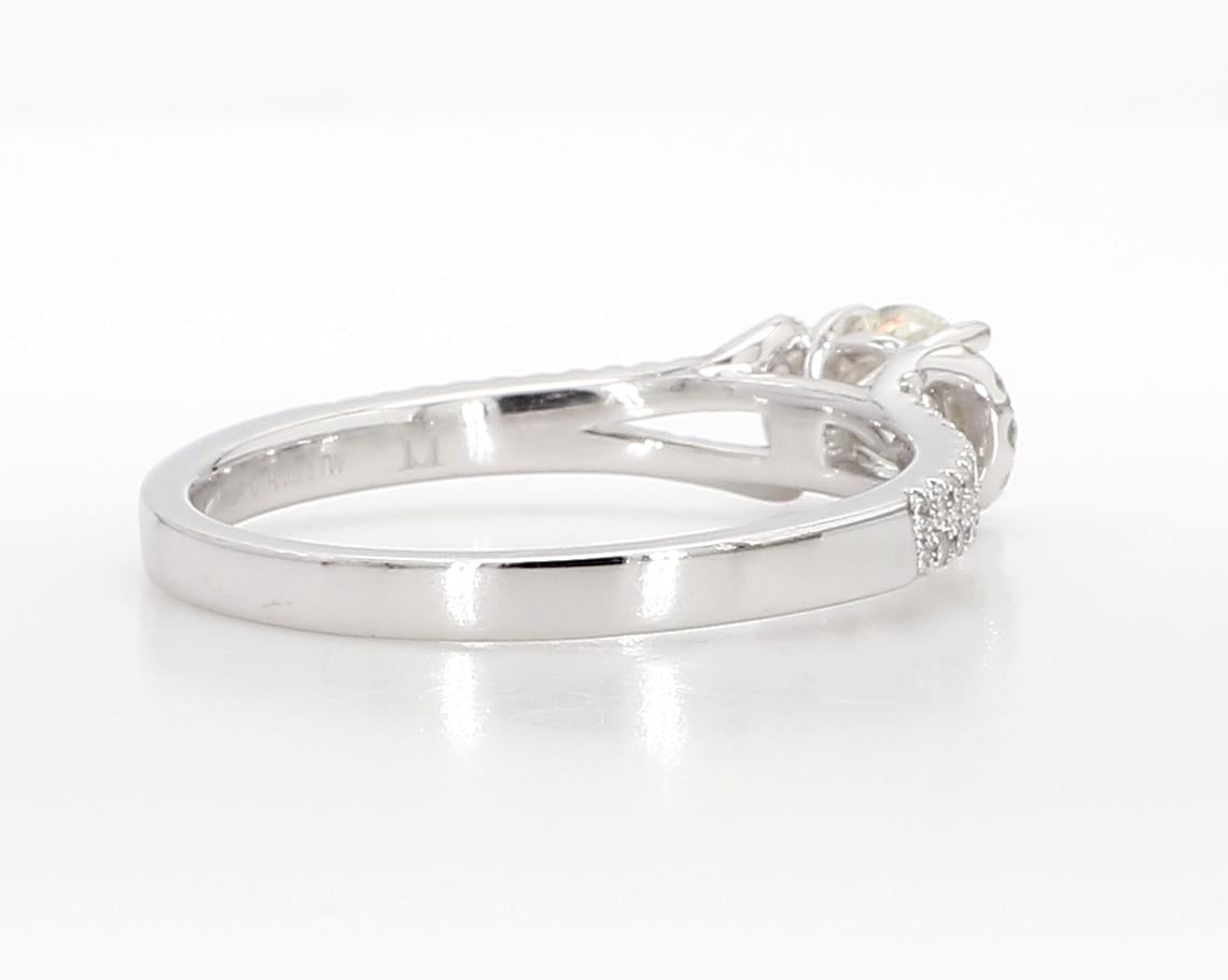 Natural White Round Diamond 0.71 Carat TW White Gold Cocktail Ring