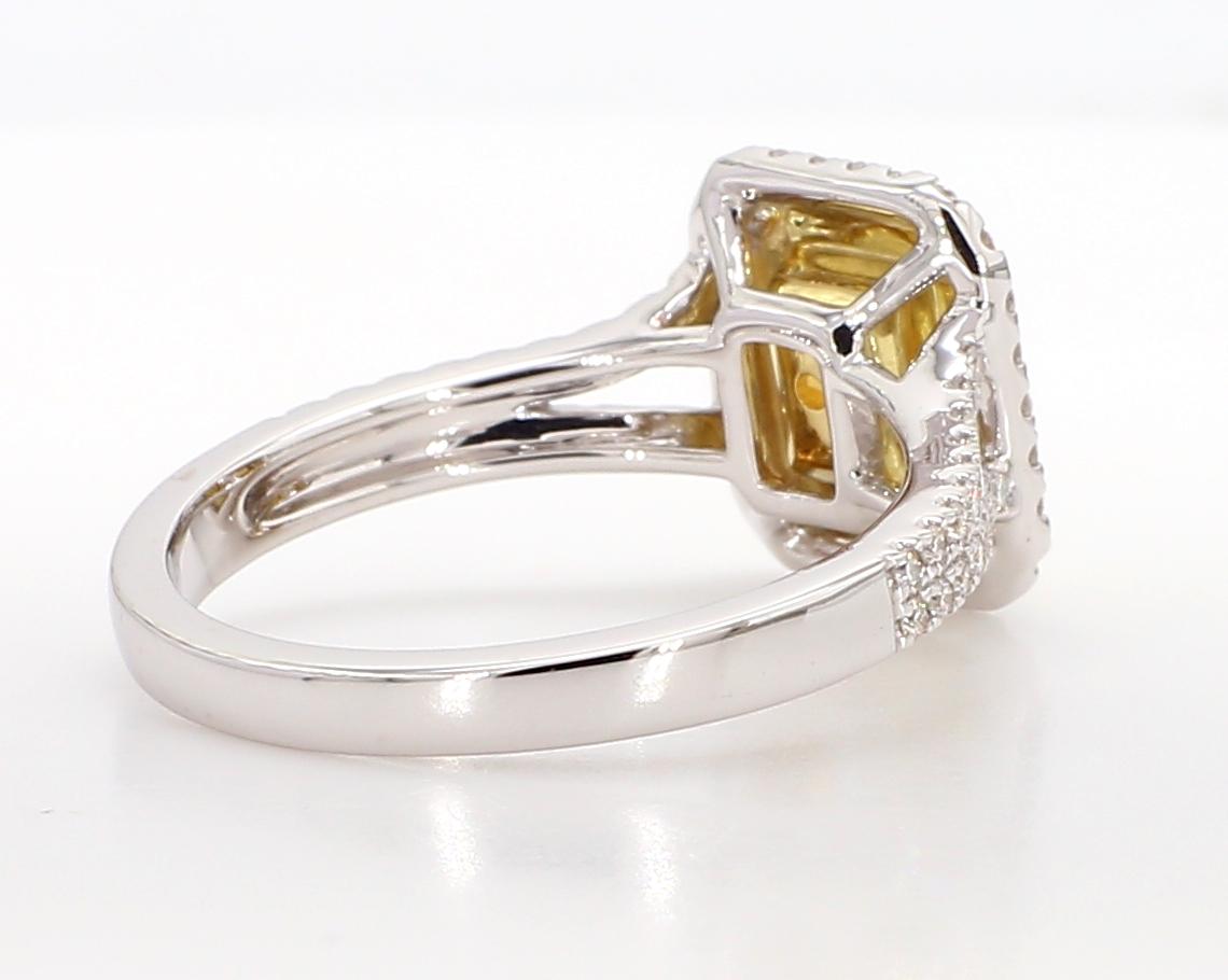 GIA Certified Natural Yellow Radiant Diamond 1.14 Carat TW Gold Cocktail Ring