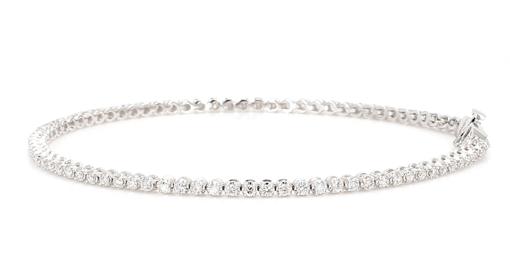 Natural White Round Diamond 1.04 Carat TW White Gold Tennis Bracelet