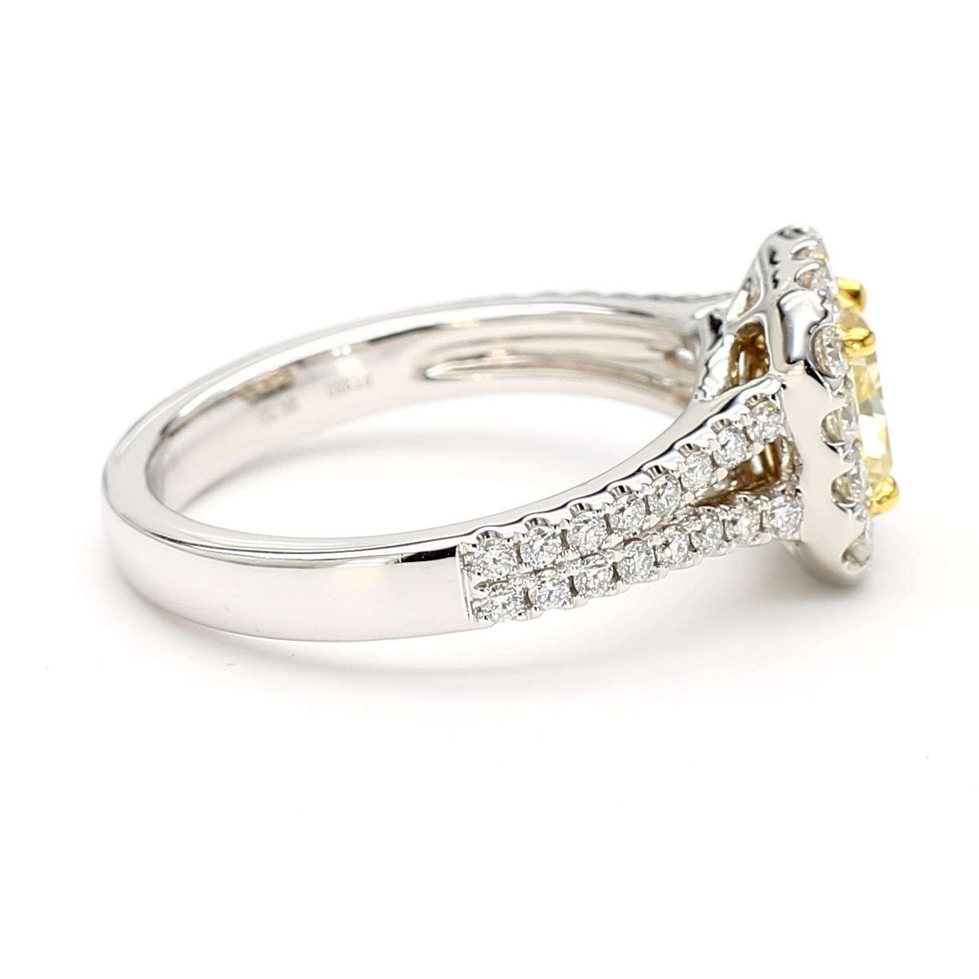 GIA Certified Natural Yellow Radiant Diamond 1.57 Carat TW Gold Cocktail Ring