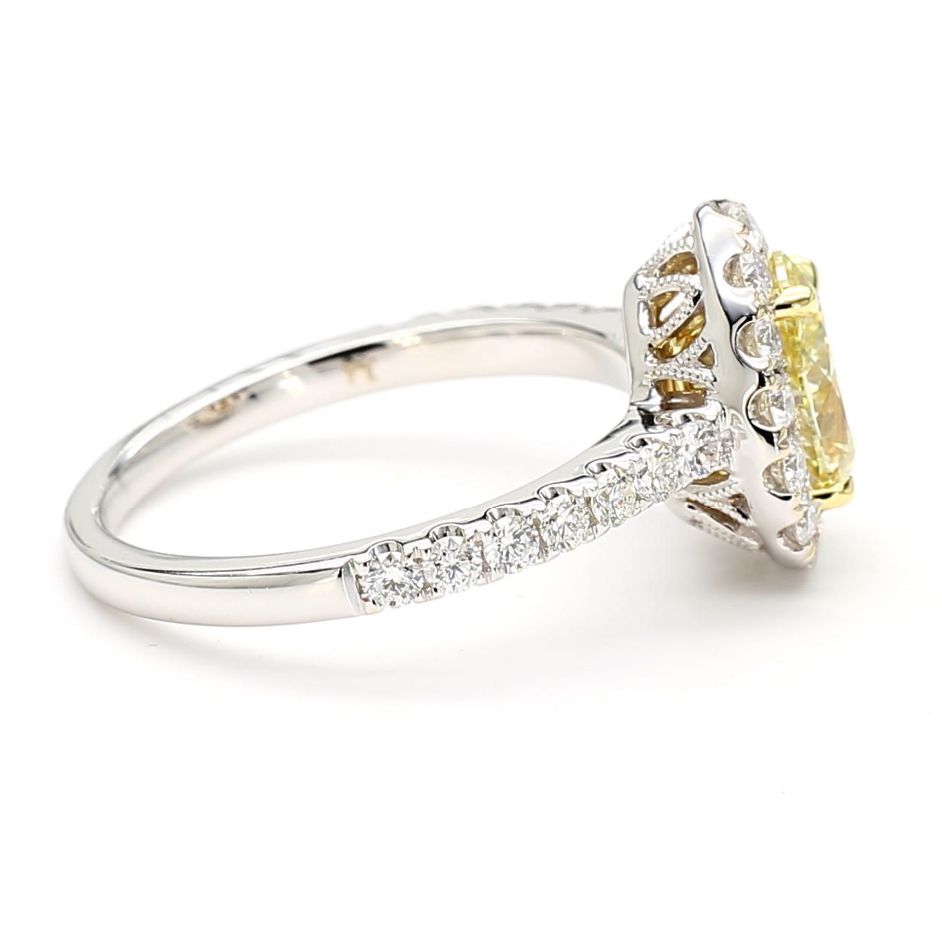 GIA Certified Natural Yellow Pear Diamond 1.62 Carat TW Gold Cocktail Ring