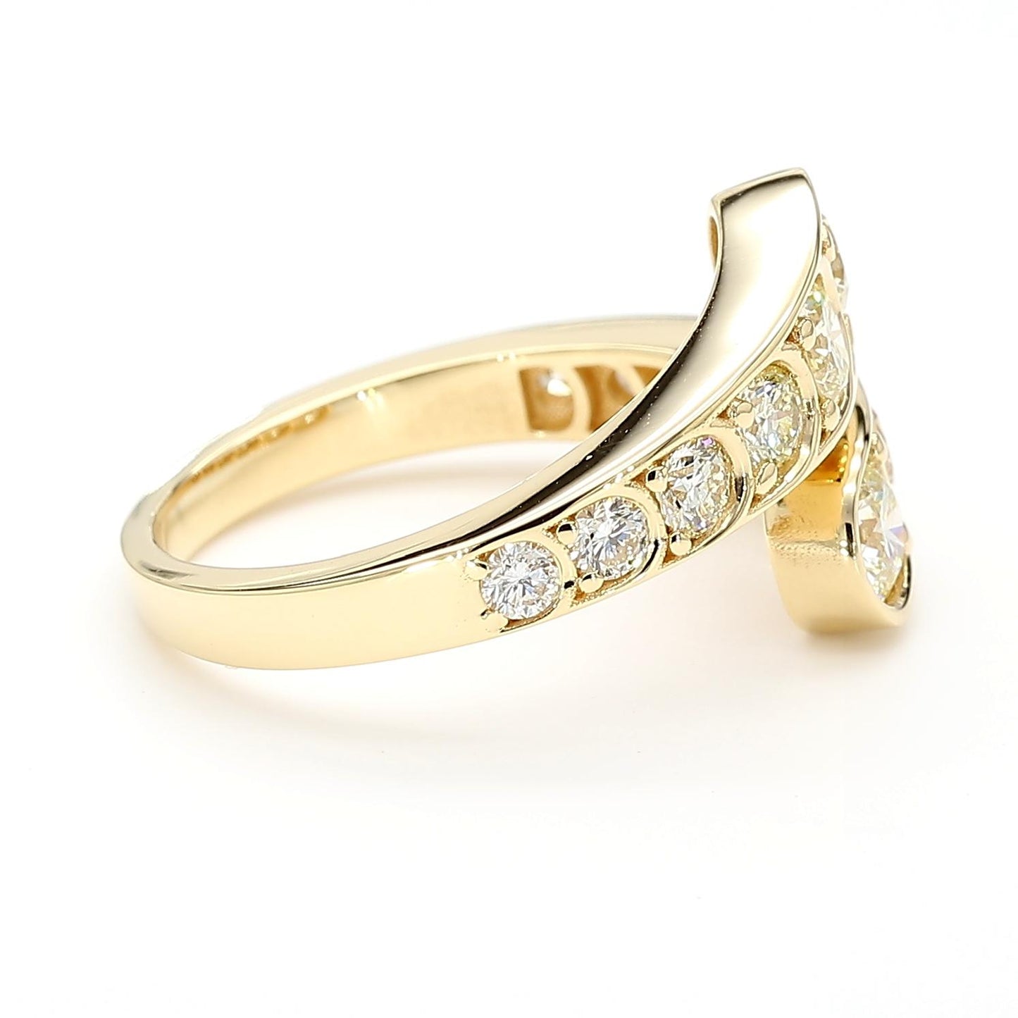Natural White Round Diamond 1.47 Carat TW Yellow Gold Cocktail Band