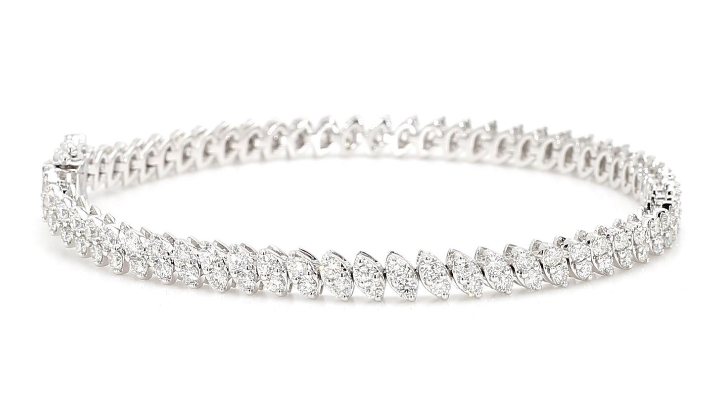 Natural White Round Diamond 3.40 Carat TW White Gold Tennis Bracelet