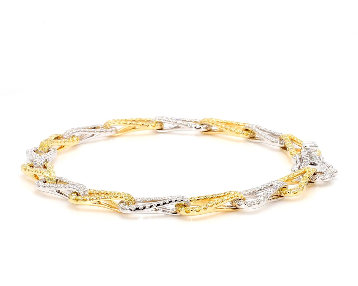 Natural Yellow Round Diamond 3.09 Carat TW Gold Bracelet