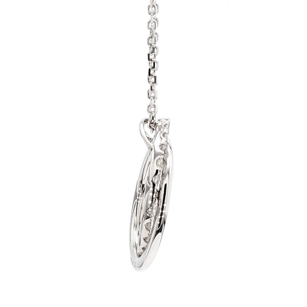 Natural White Round Diamond 0.65 Carat TW White Gold Drop Pendant