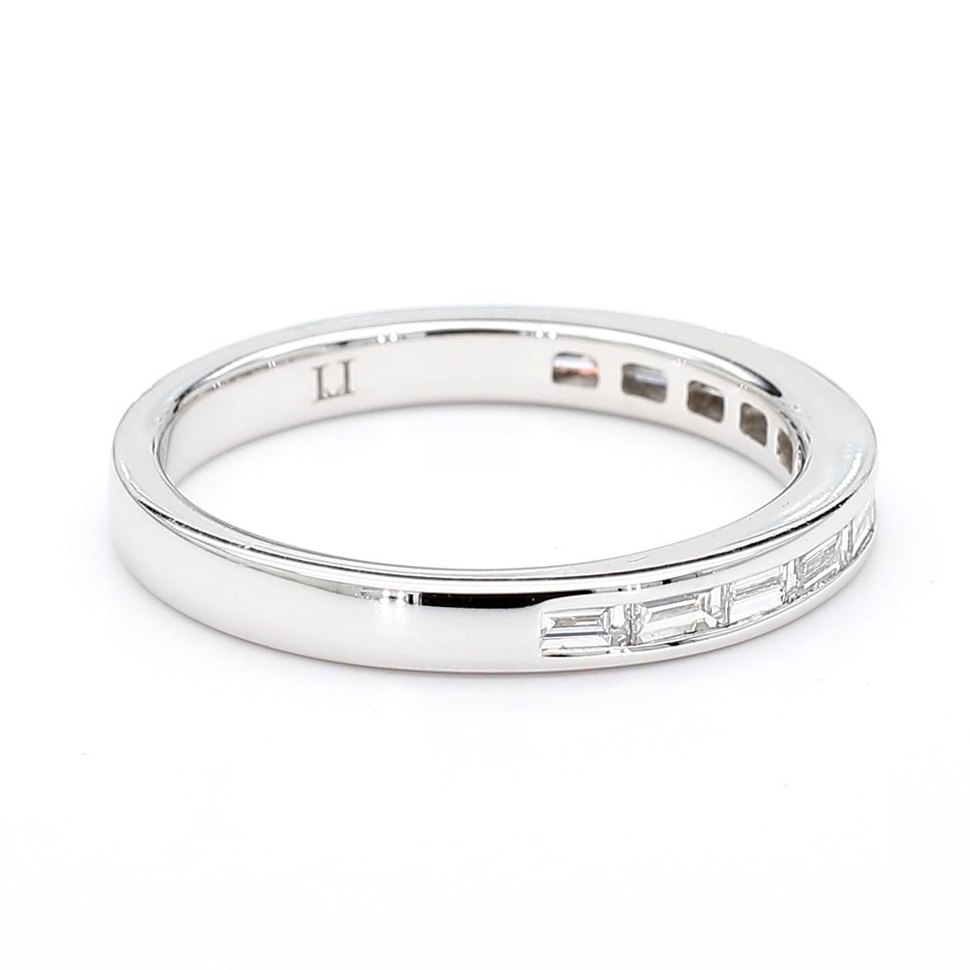 Natural White Baguette Diamond .40 Carat TW White Gold Wedding Band