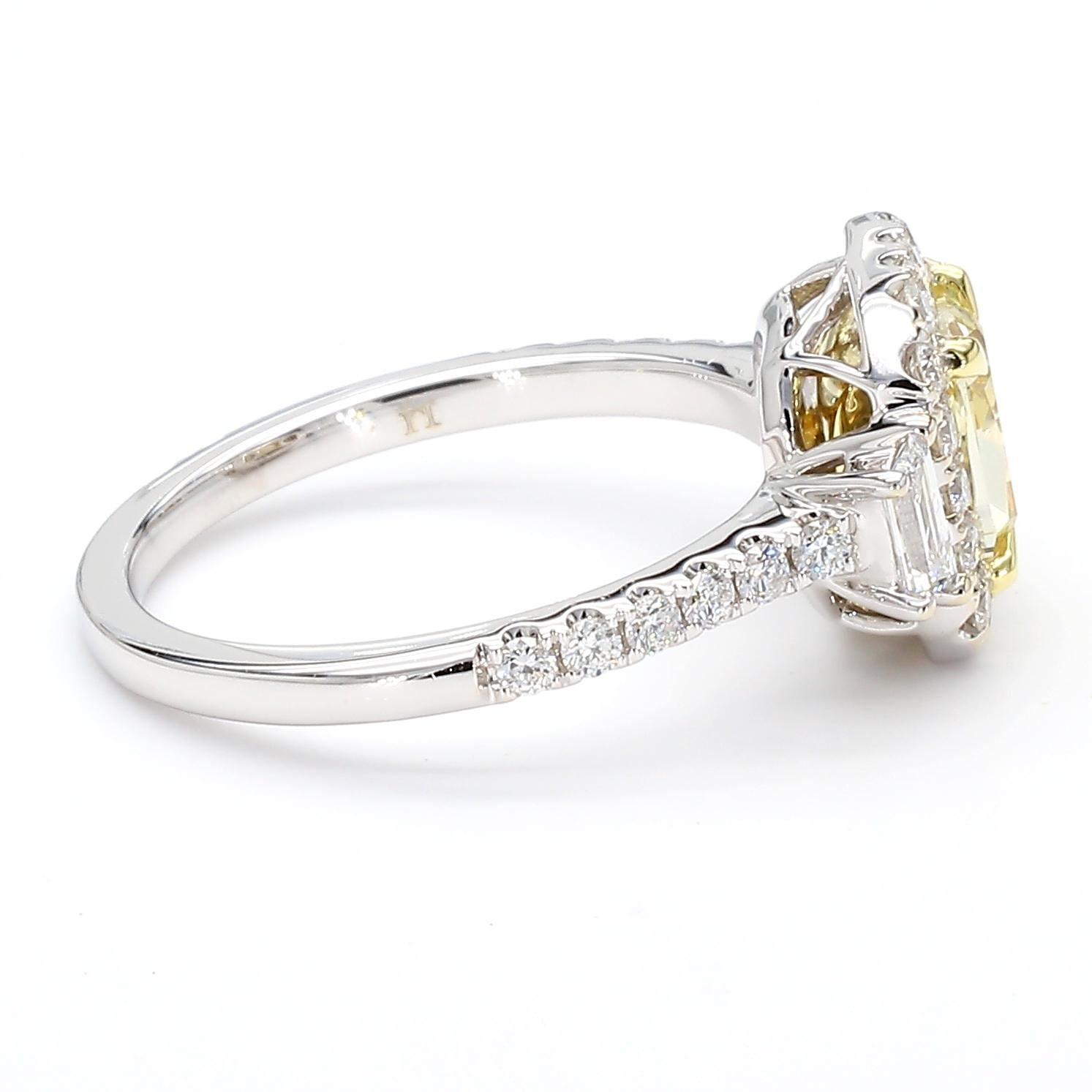 GIA Certified Natural Yellow Cushion Diamond 2.13 Carat TW Gold Cocktail Ring