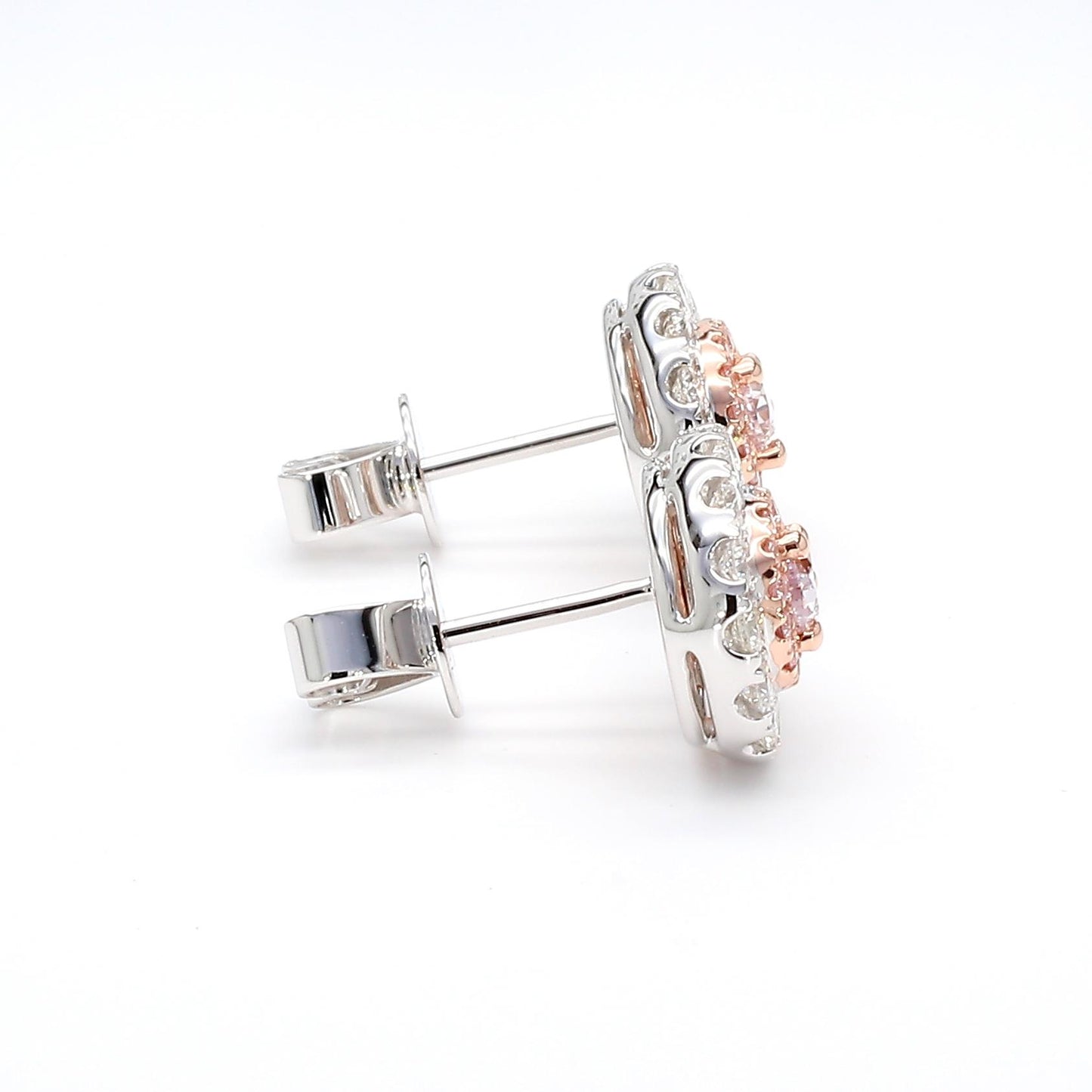 GIA Certified Very Light Pink Pear Diamond 1.15 Carat TW Gold Stud Earrings