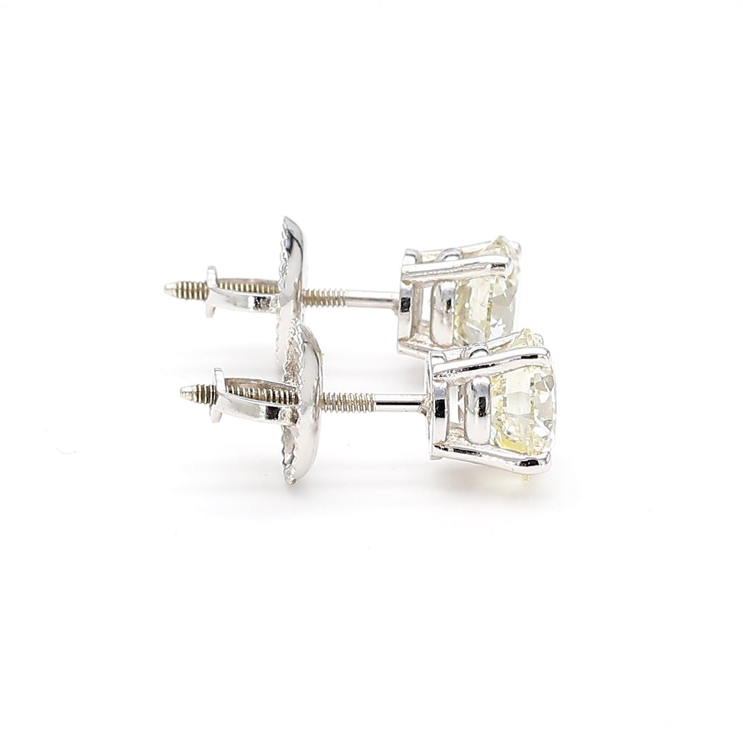 Natural White Round Diamond 1.60 Carat TW White Gold Stud Earrings